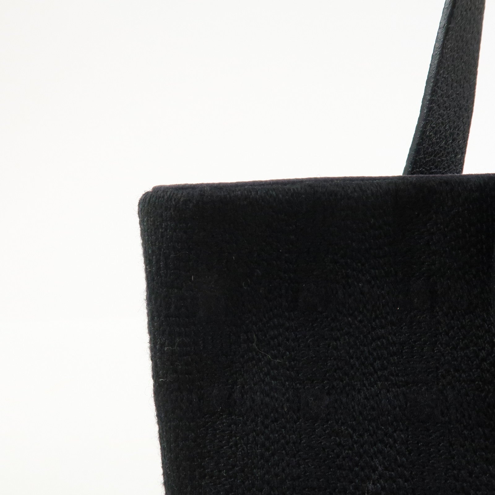 HERMES Amedaba PM Canvas Leather Tote Bag Hand Bag Black