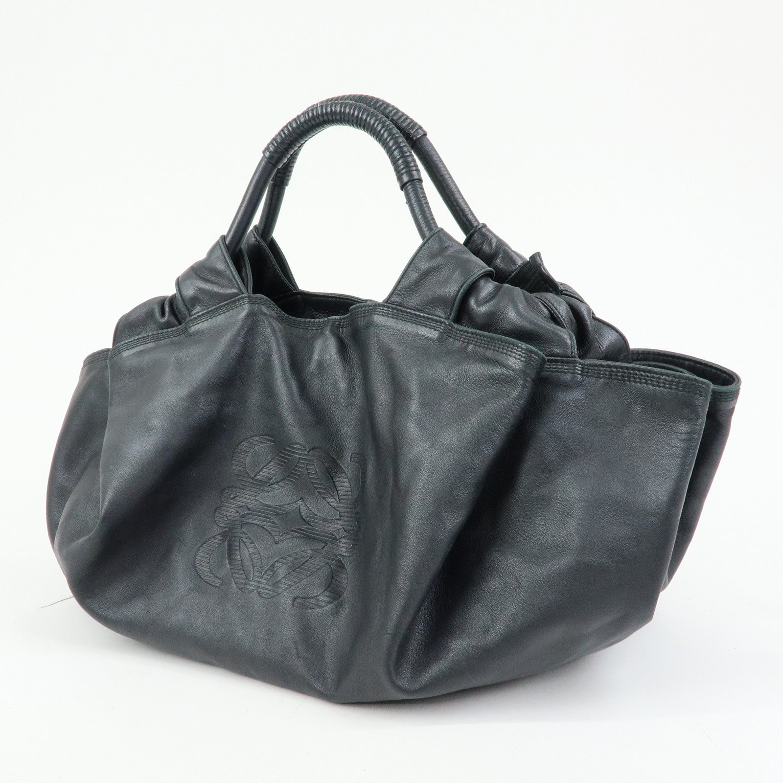 LOEWE Anagram Leather Nappa Aire Hand Bag Tote Bag Black