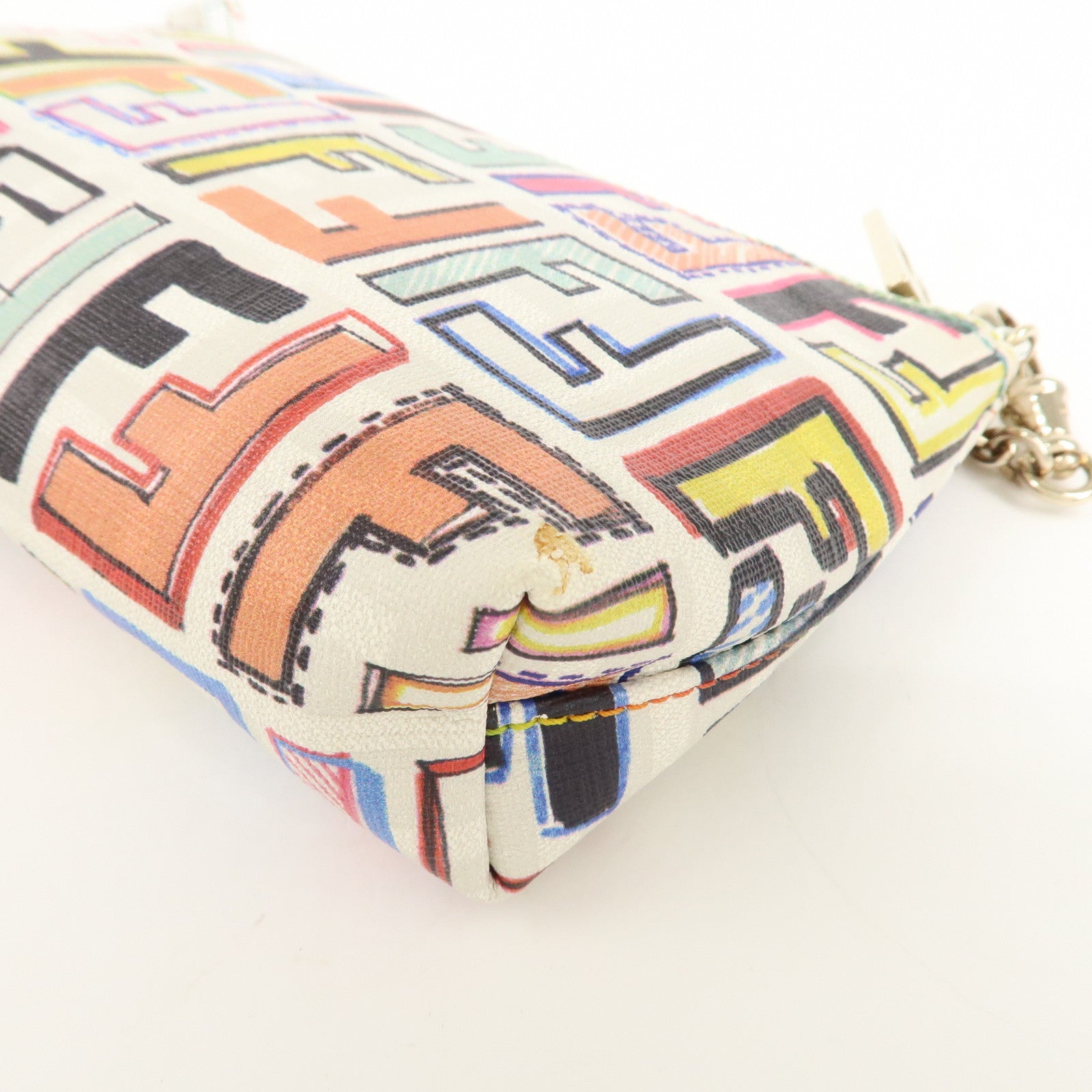 FENDI Zucca Print PVC Chain Accessory Pouch Multicolor 8BR592