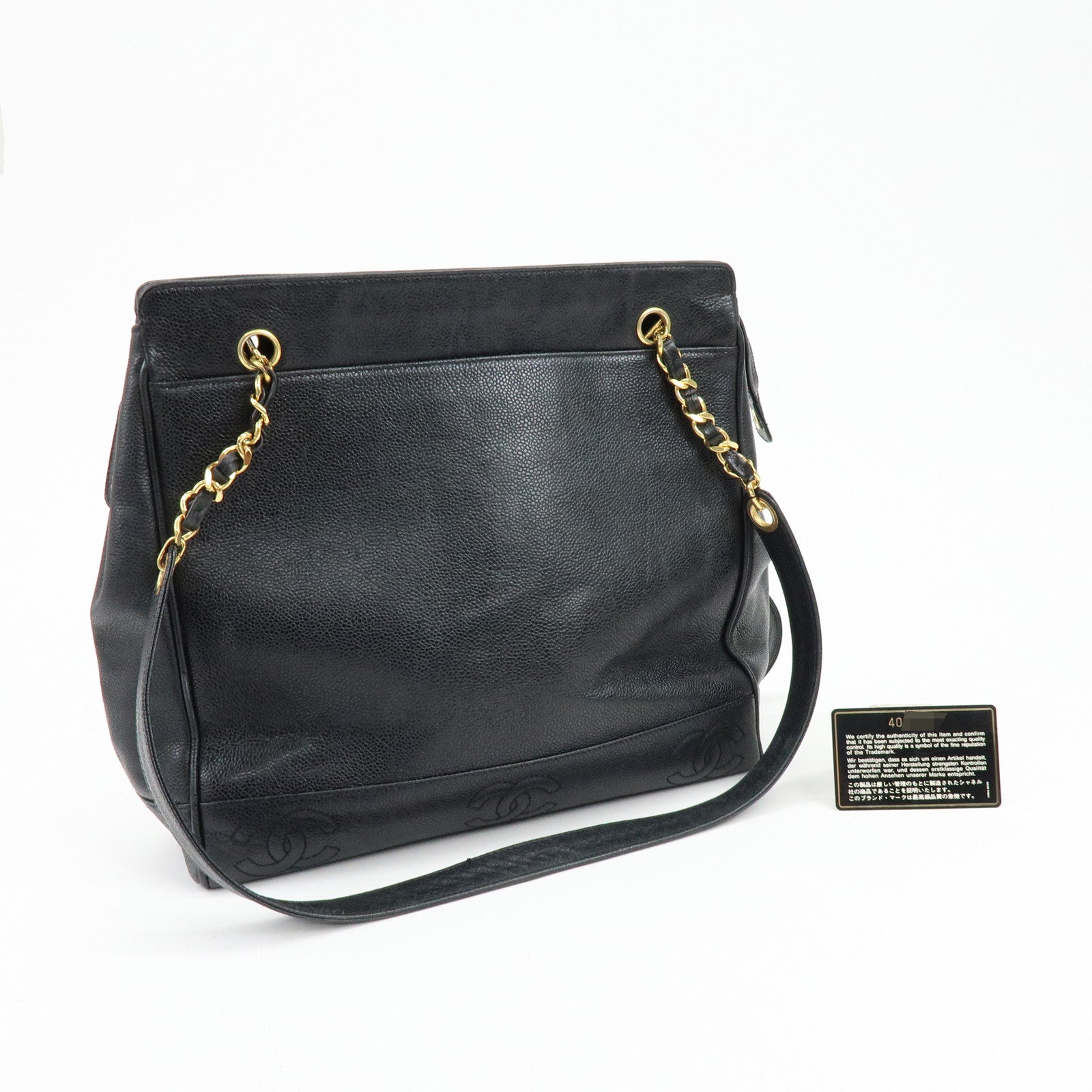 CHANEL Triple COCO Cavairskin Chain Shoulder Bag Tote Bag Black