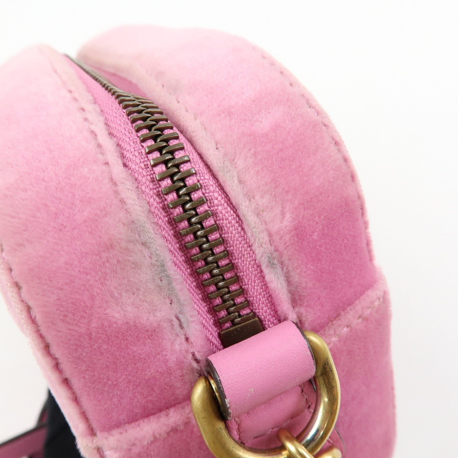 GUCCI GG Marmont Velvet Leather Rhinestone Shoulder Bag Pink 448065