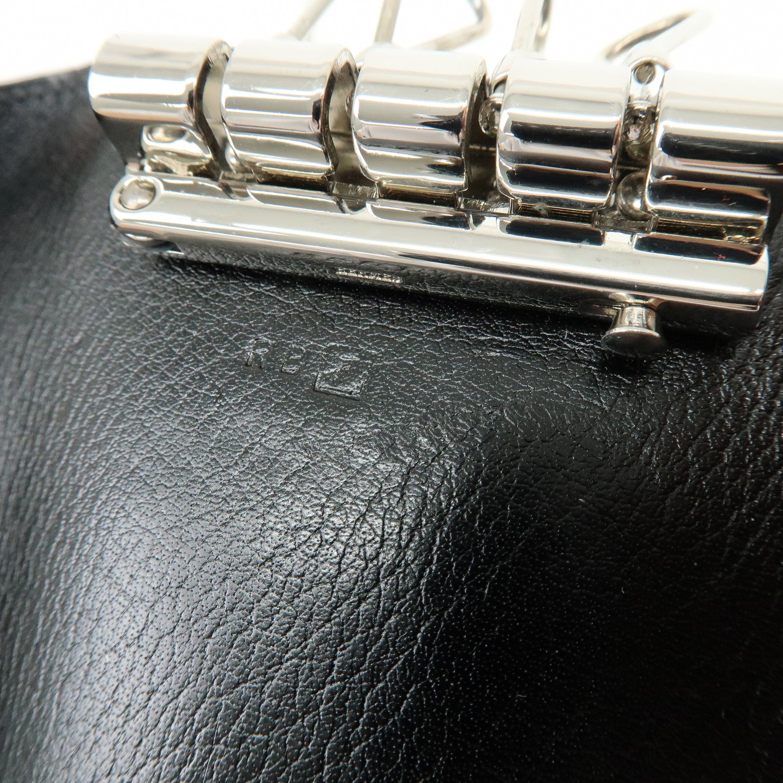 HERMES Serie Etui Cle 4 Box Calf Leather F Stamped Key Case Black