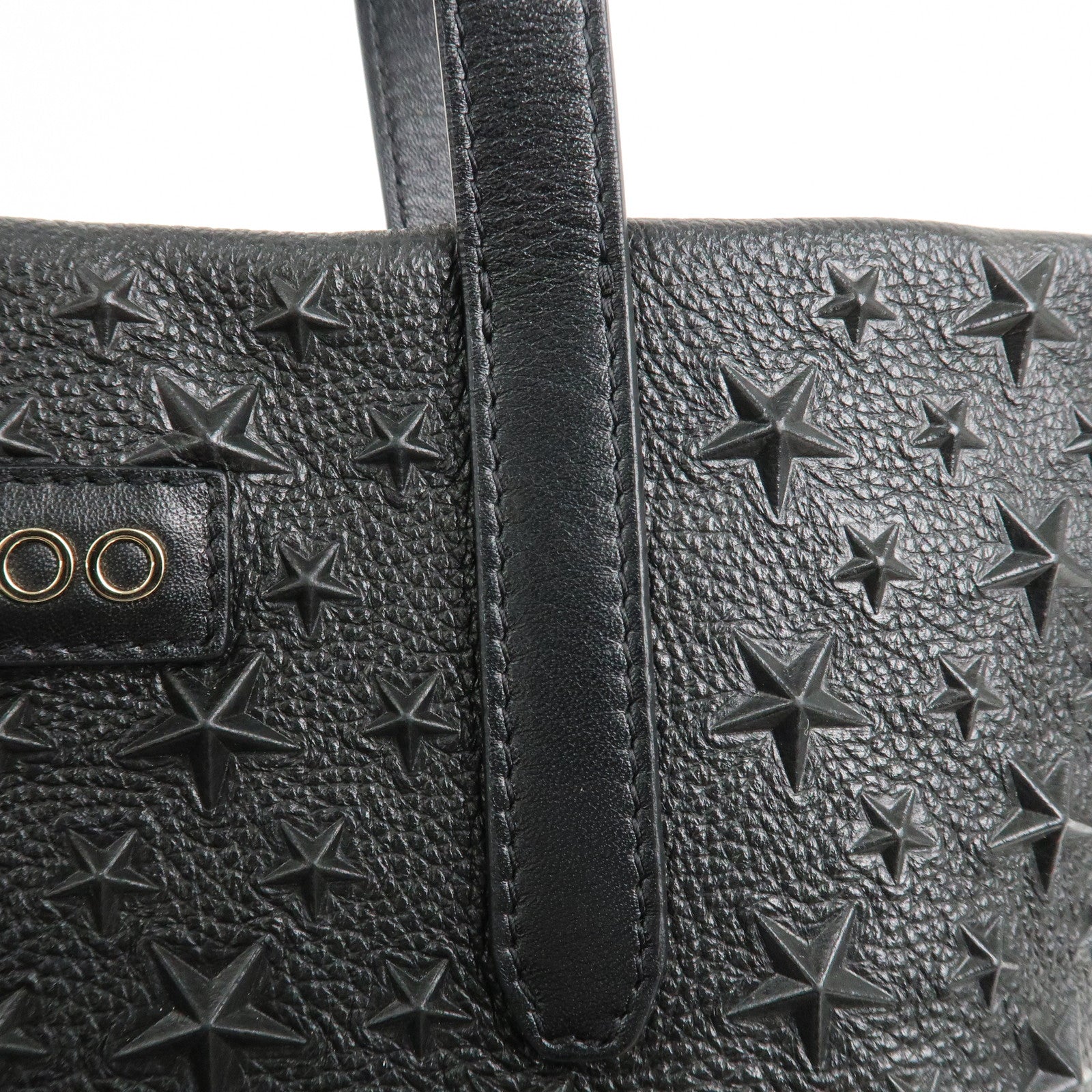 JIMMY CHOO Star Emboss SOFIASEMG Calf Leather Tote Bag Black