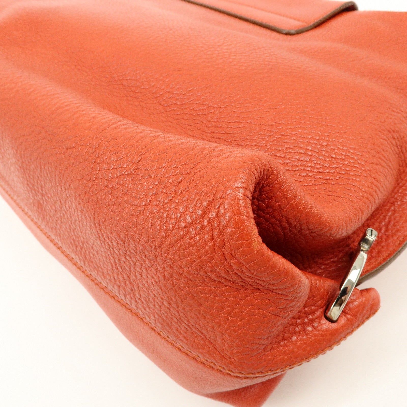 Ferragamo Gancini Leather Shoulder Bag Hand Bag Orange