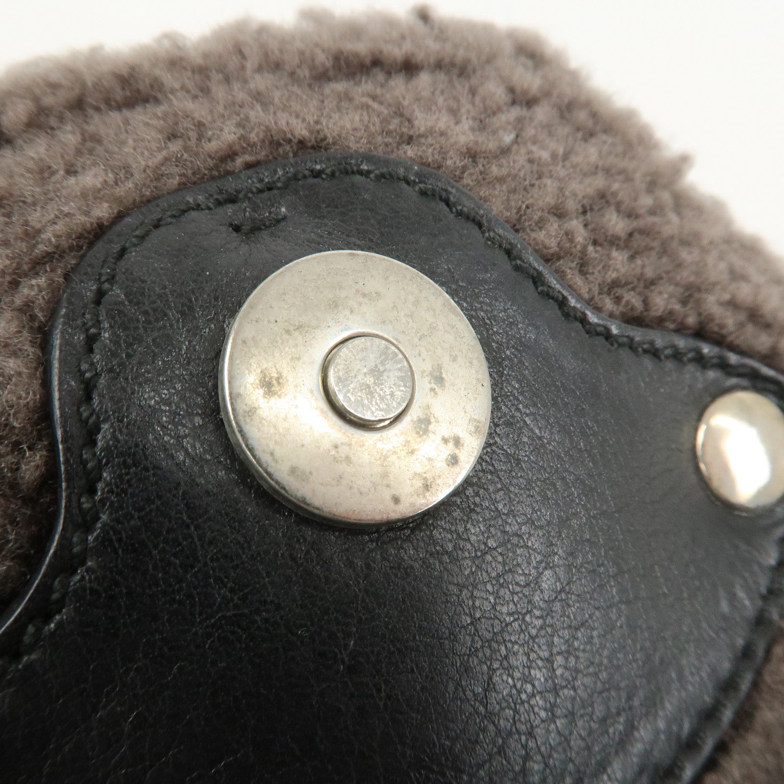 Ferragamo Gancini Mouton Leather Shoulder Bag Hand Bag Black