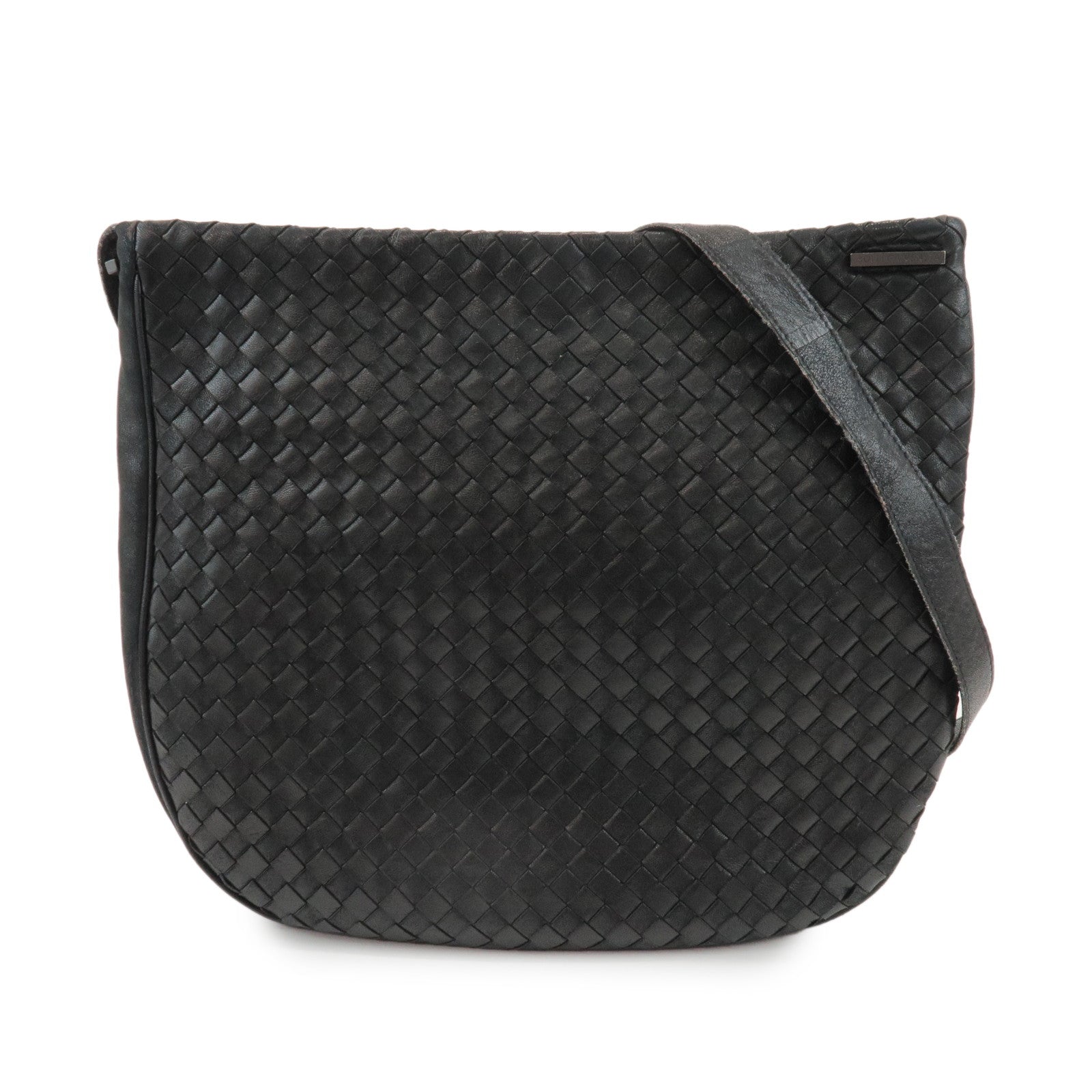 BOTTEGA VENETA Intrecciato Leather Shoulder Bag Black 105001
