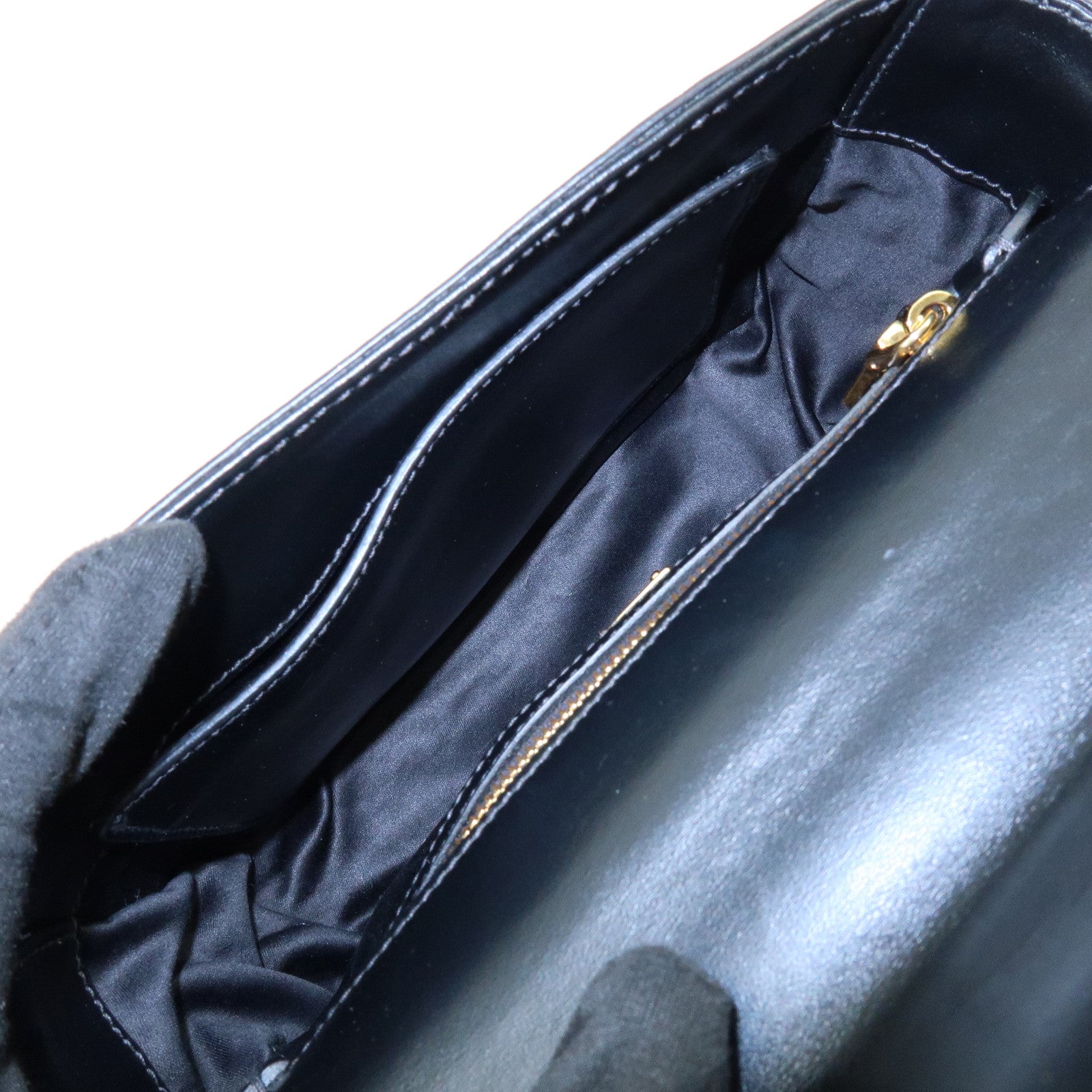 MIU MIU Logo Soft Calf Leather Chain Shoulder Bag Black 5BD147