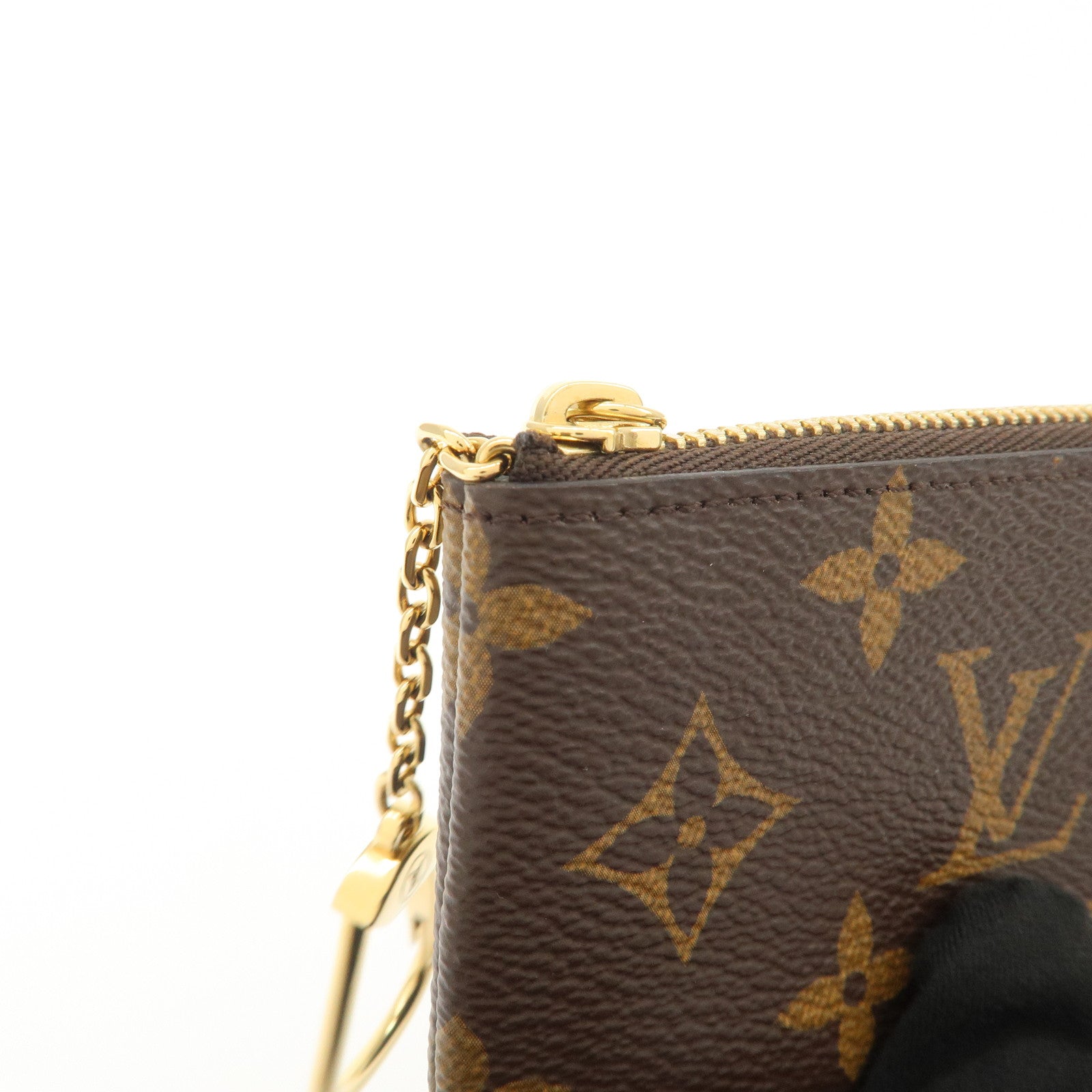 Louis Vuitton Monogram Pochette Cles Coin Case Key Case Brown M62650
