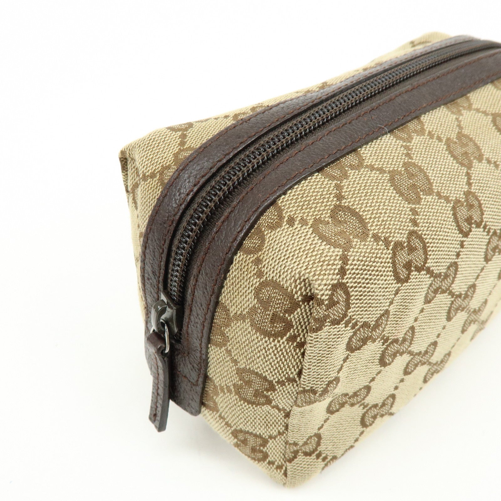 GUCCI GG Monogram Canvas Cosmetic Pouch Beige Brown 29595