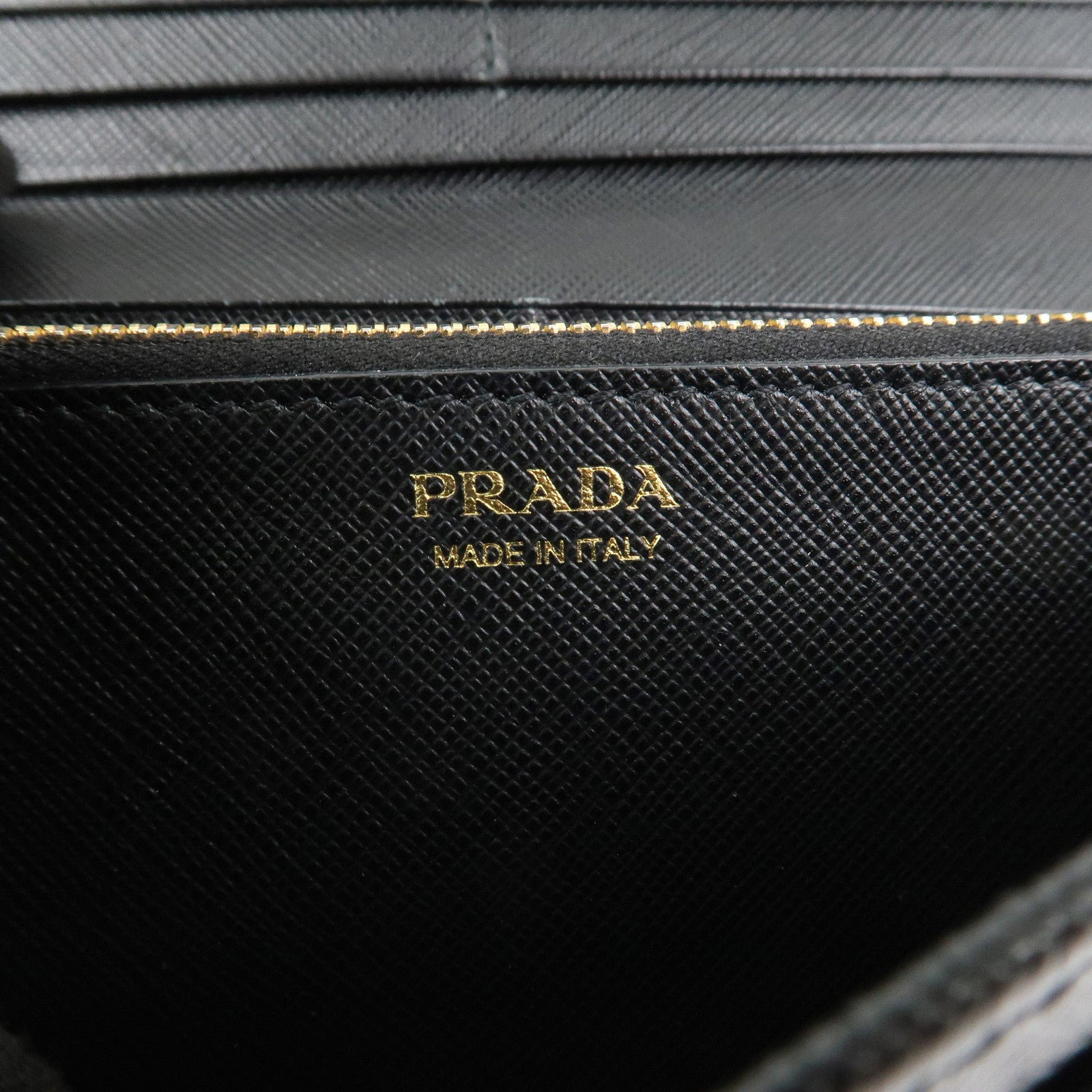 PRADA Logo Saffiano Leather Flap Bi-Fold Long Wallet Black 1MH132
