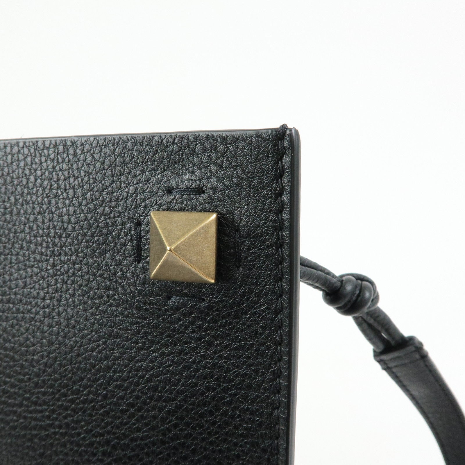 VALENTINO Studs Leather Shoulder Bag Crossbody Bag Black