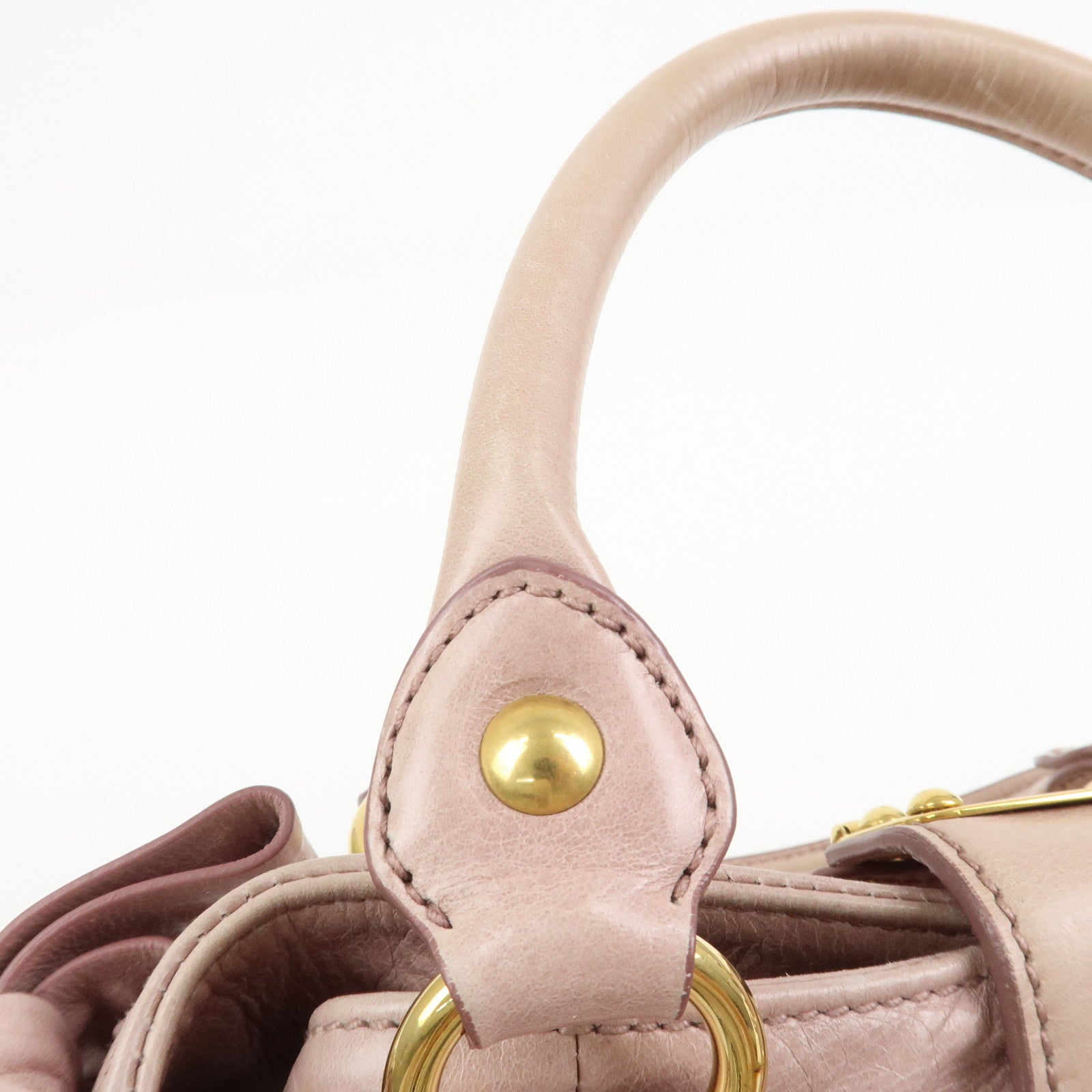 MIU MIU Leather Side Ribbon 2Way Hand Shoulder Bag Pink RN0686