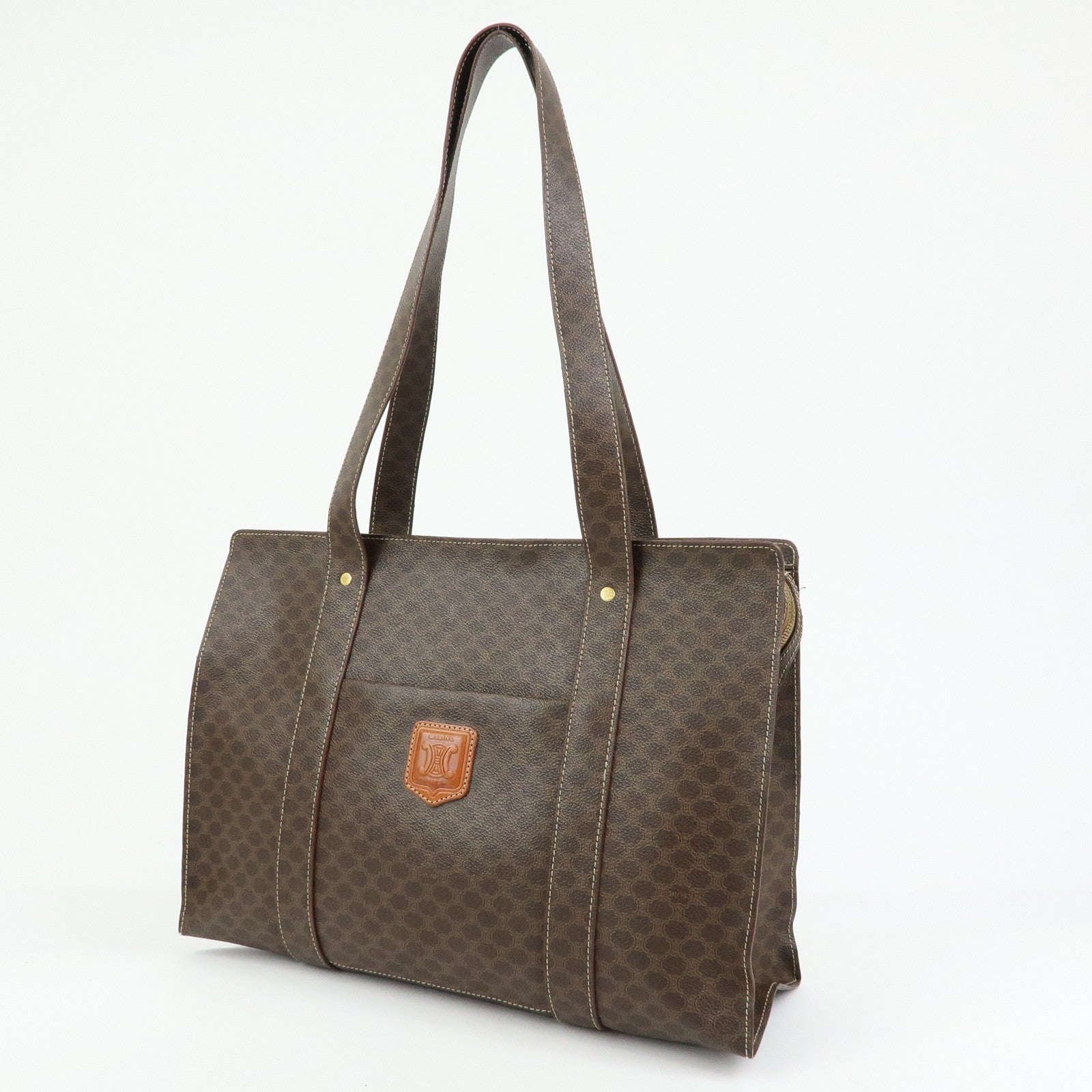 CELINE Macadam PVC Leather Tote Bag Shoulder Bag Brown