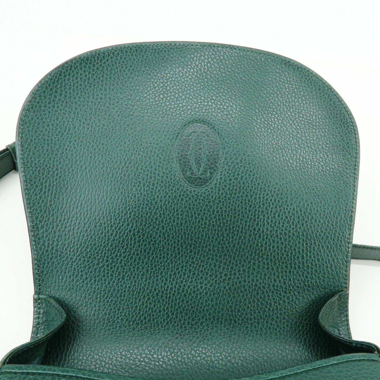 Cartier Must de Cartier Leather Flap Shoulder Bag Green