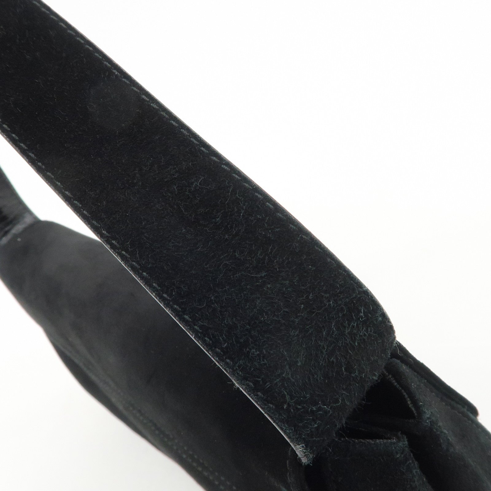 Ferragamo Gancini Suede Leather Shoulder Bag Hand Bag Black