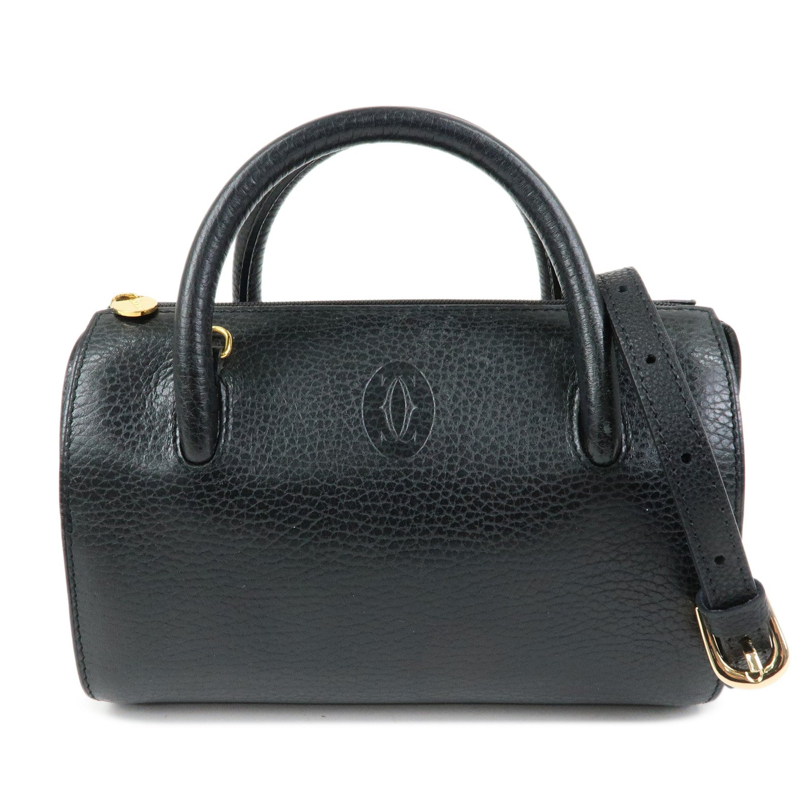 Cartier Must de Cartier Leather 2Way Bag Shoulder Hand Bag Black