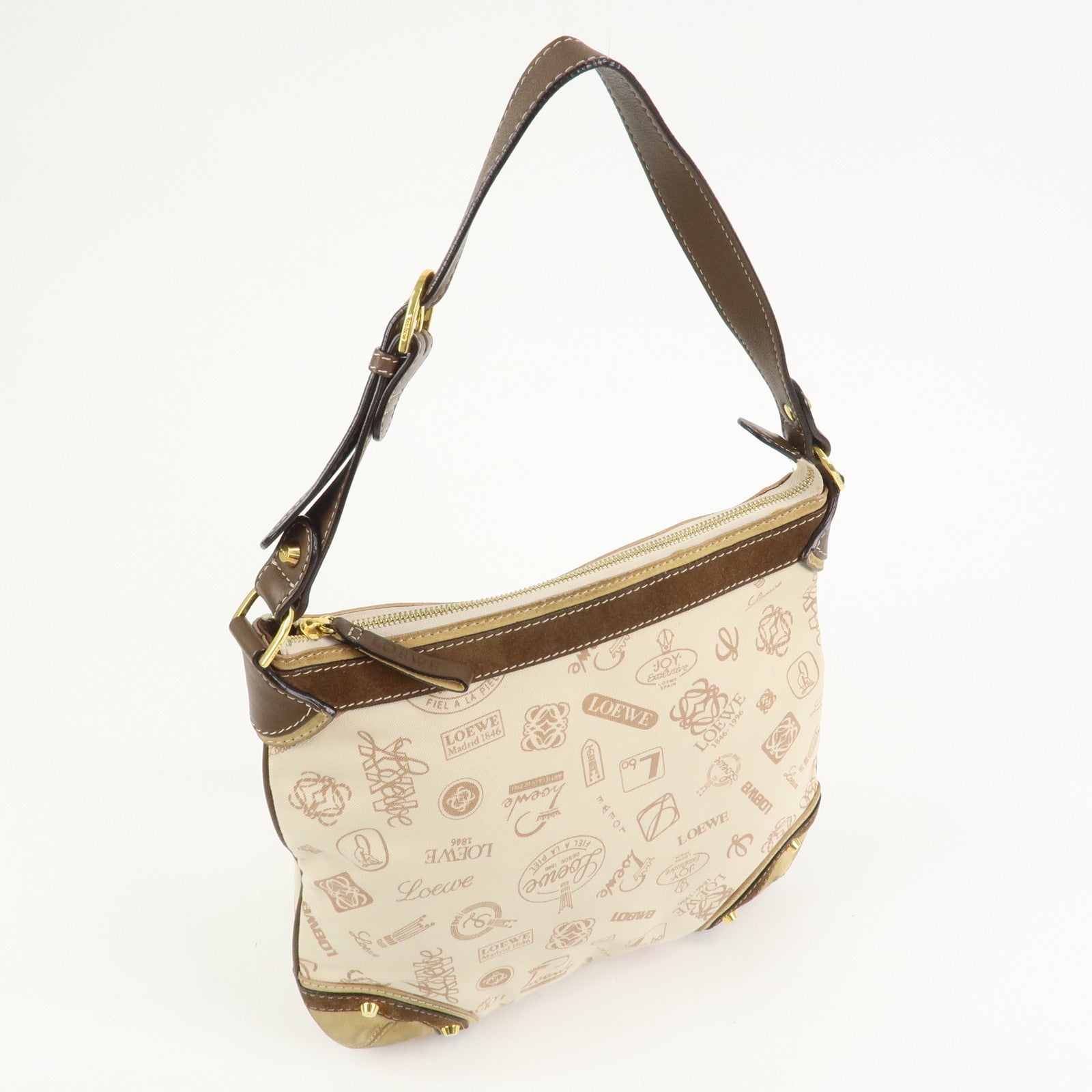 LOEWE Anagram Canvas Suede Leather Shoulder Bag 160th Anniversary