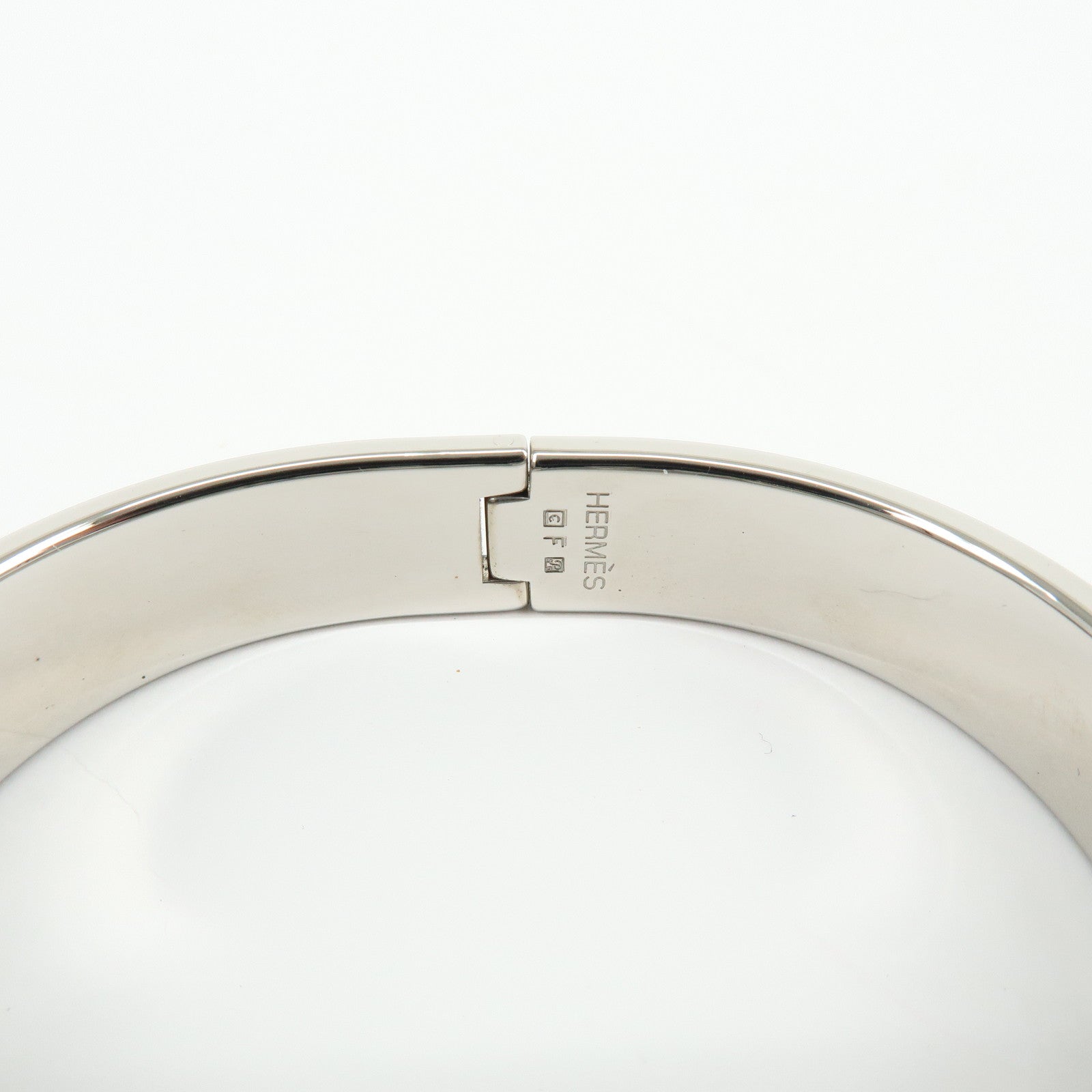 HERMES Clic Clac PM H Logo Metal Bracelet Bangle ▢Ｃ Stamped Black