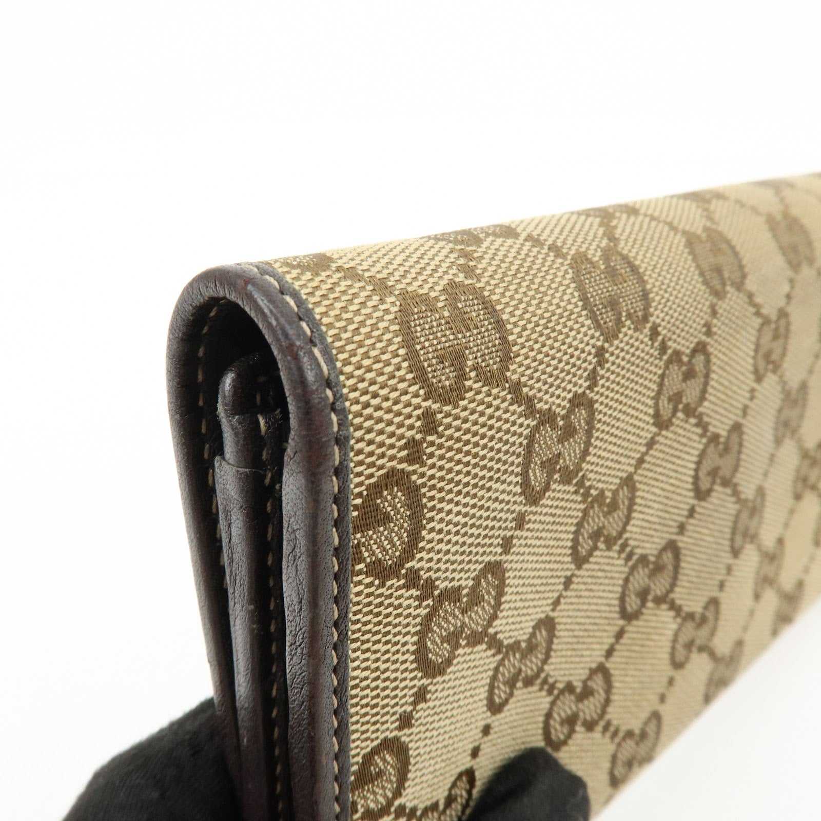 GUCCI Lovely Heart GG Canvas Leather Long Wallet Brown 251861