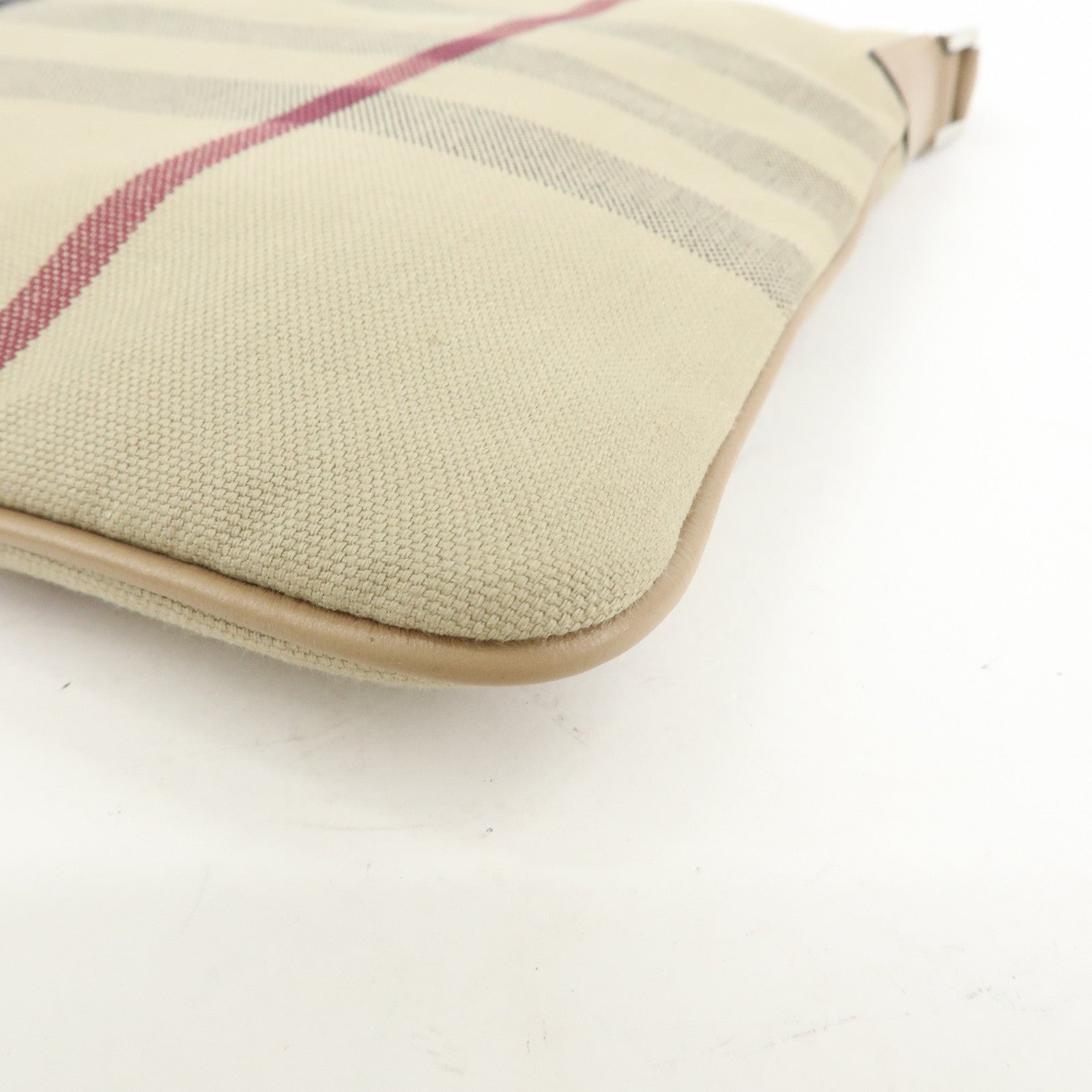 BURBERRY Nova Plaid Canvas Leather Shoulder Bag Beige