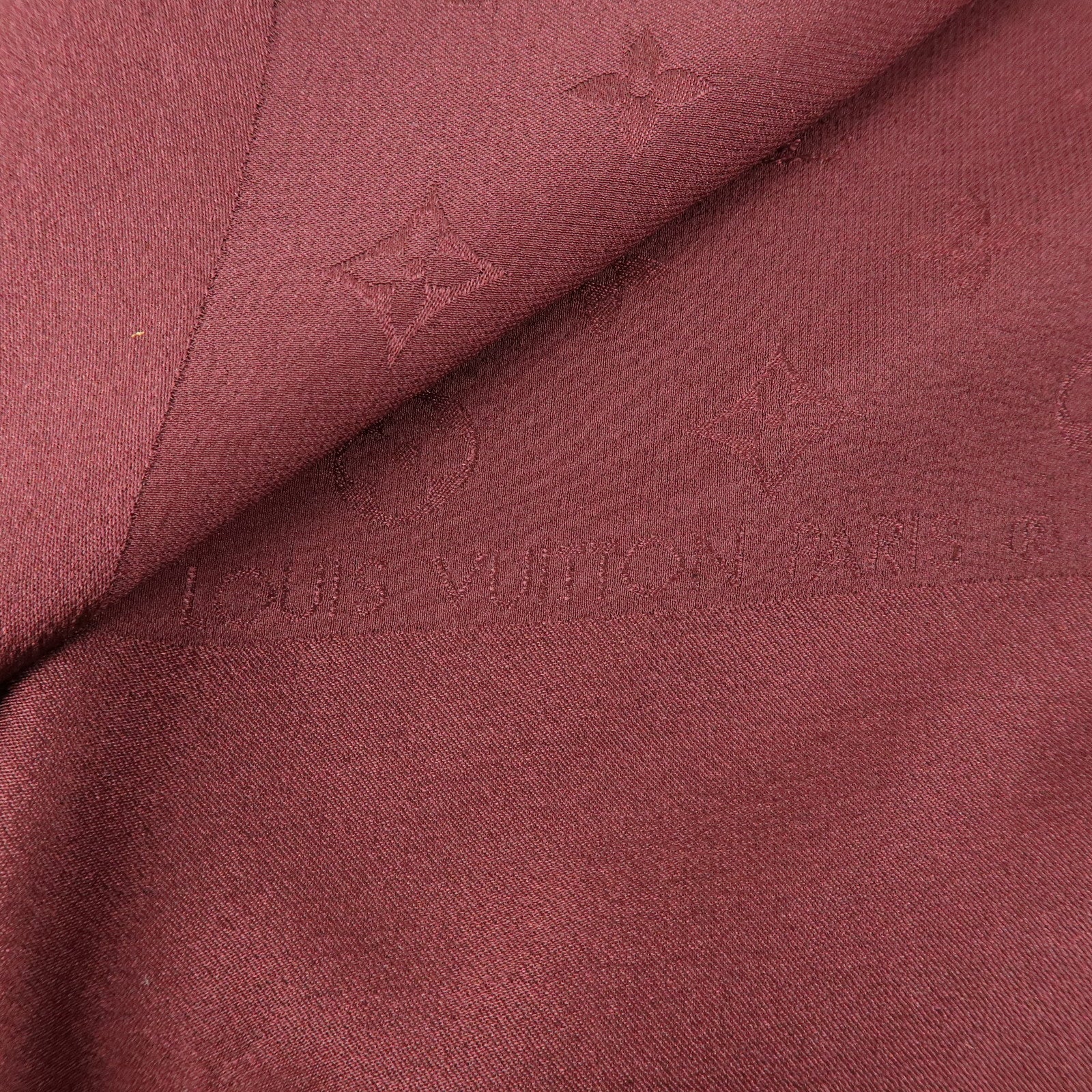 Louis Vuitton Monogram Silk 100% Scarf Shawl Bordeaux