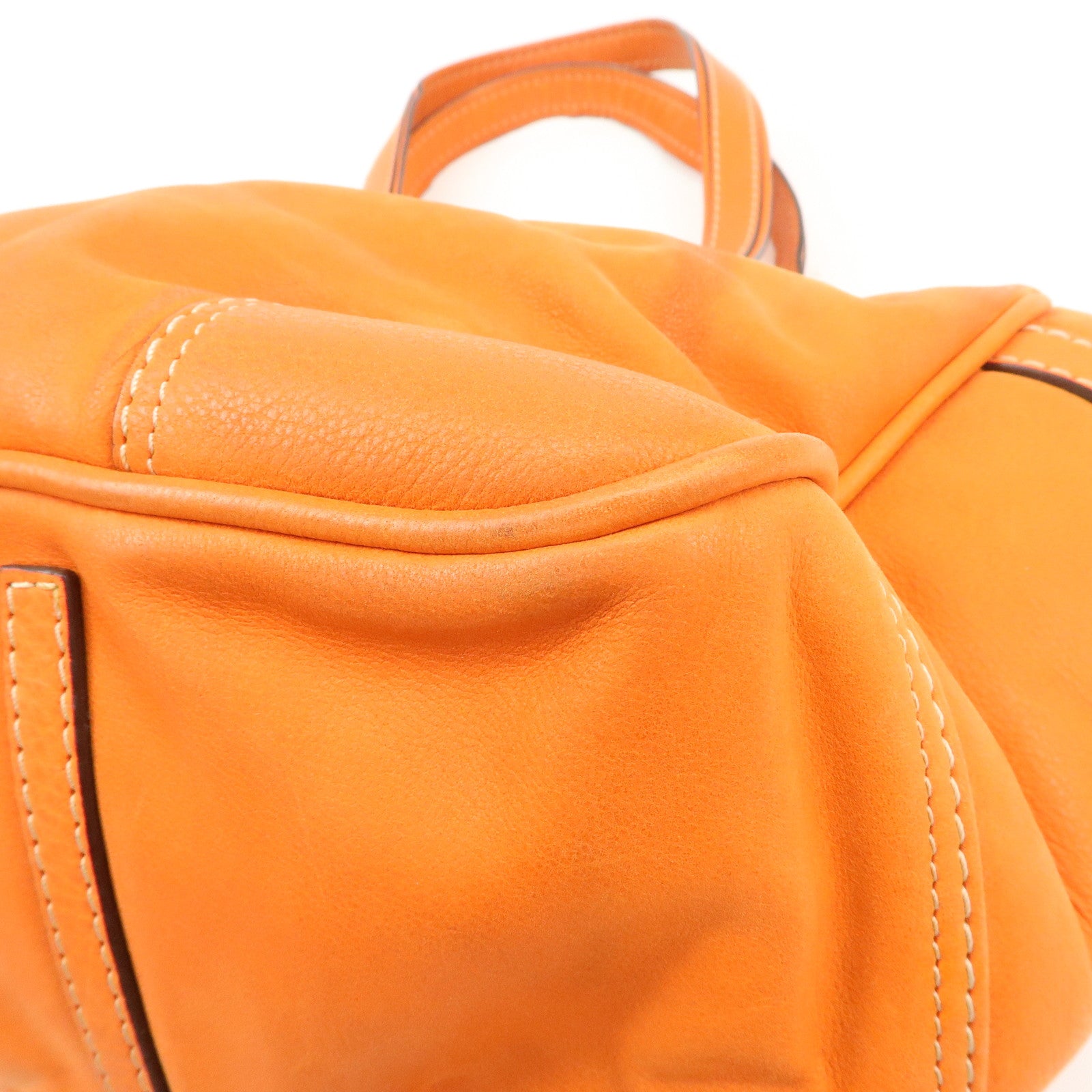 LOEWE Anagram Bolso Leather Tote Bag Shoulder Bag Orange Used
