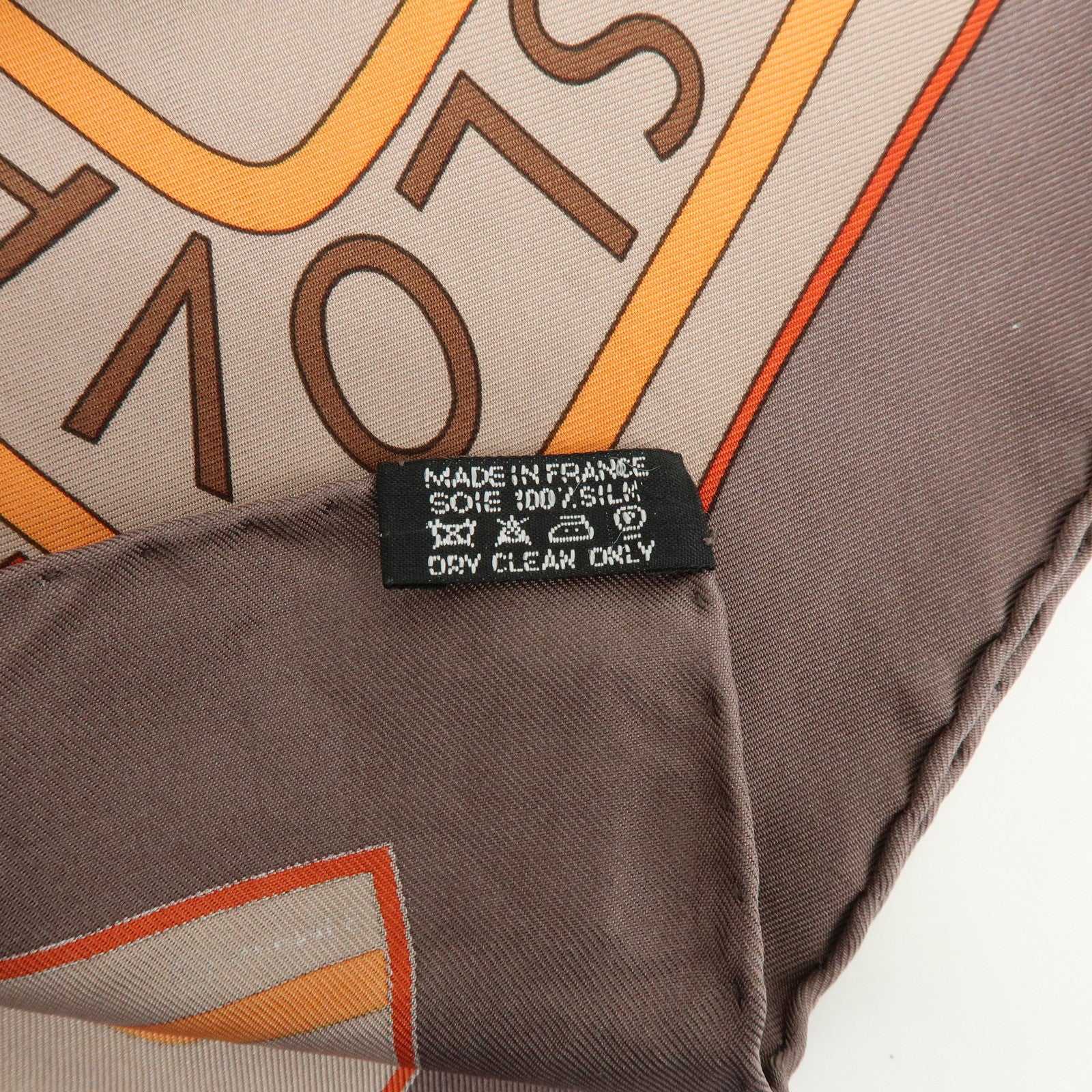 HERMES Carre 90 Silk 100% Scarf  LES SOURCES DE LA VIE Brown Orange