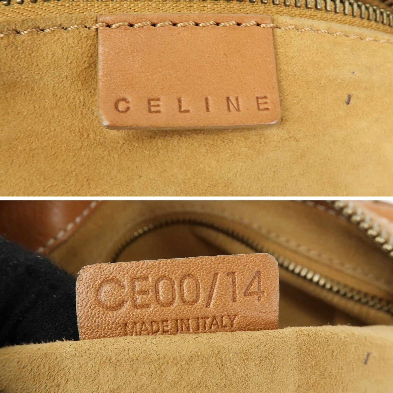CELINE Leather Hand Bag Shoulder Bag Camel