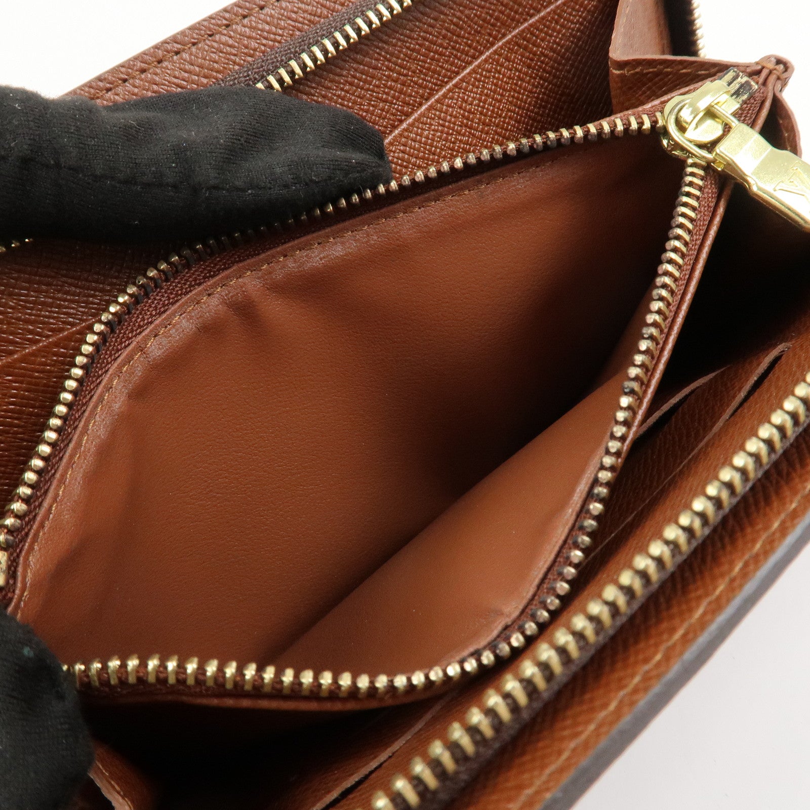 Loius Vuitton Monogram Porte Monnaie Zip Long Wallet Brown M61727