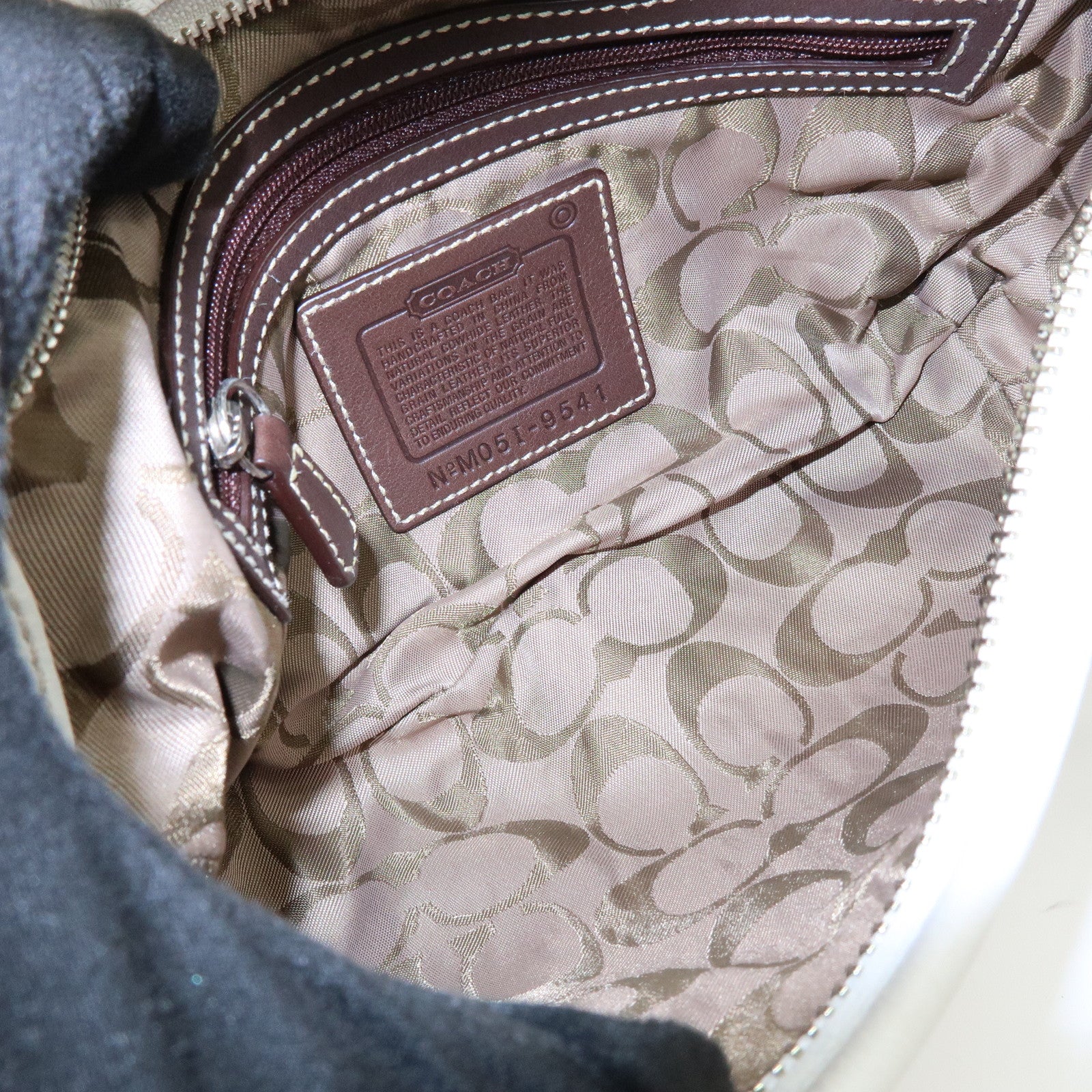 COACH Leather Shoulder Bag Hand Bag White Camel