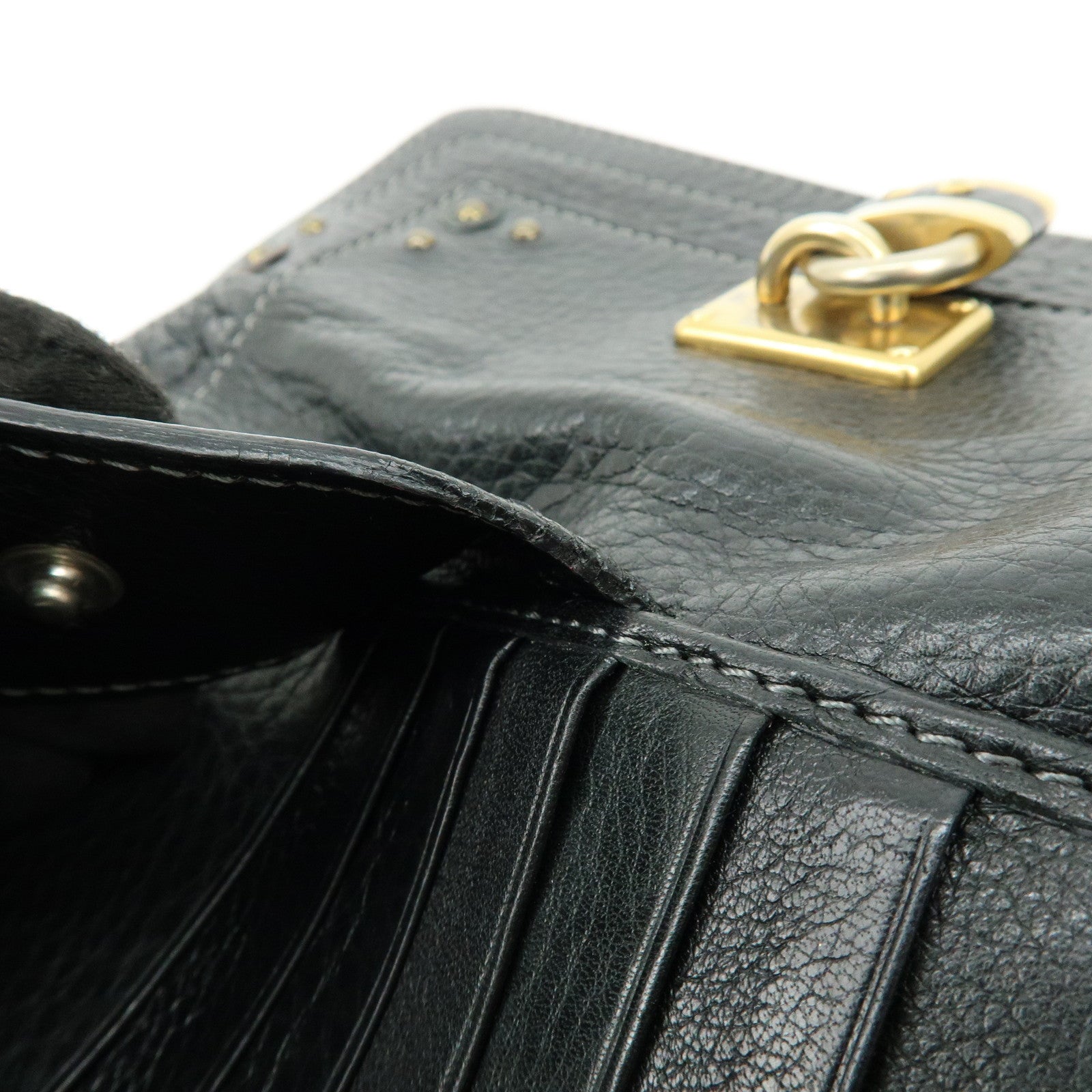 Chloe Paddington Leather Bi-fold Flap Long Wallet Black
