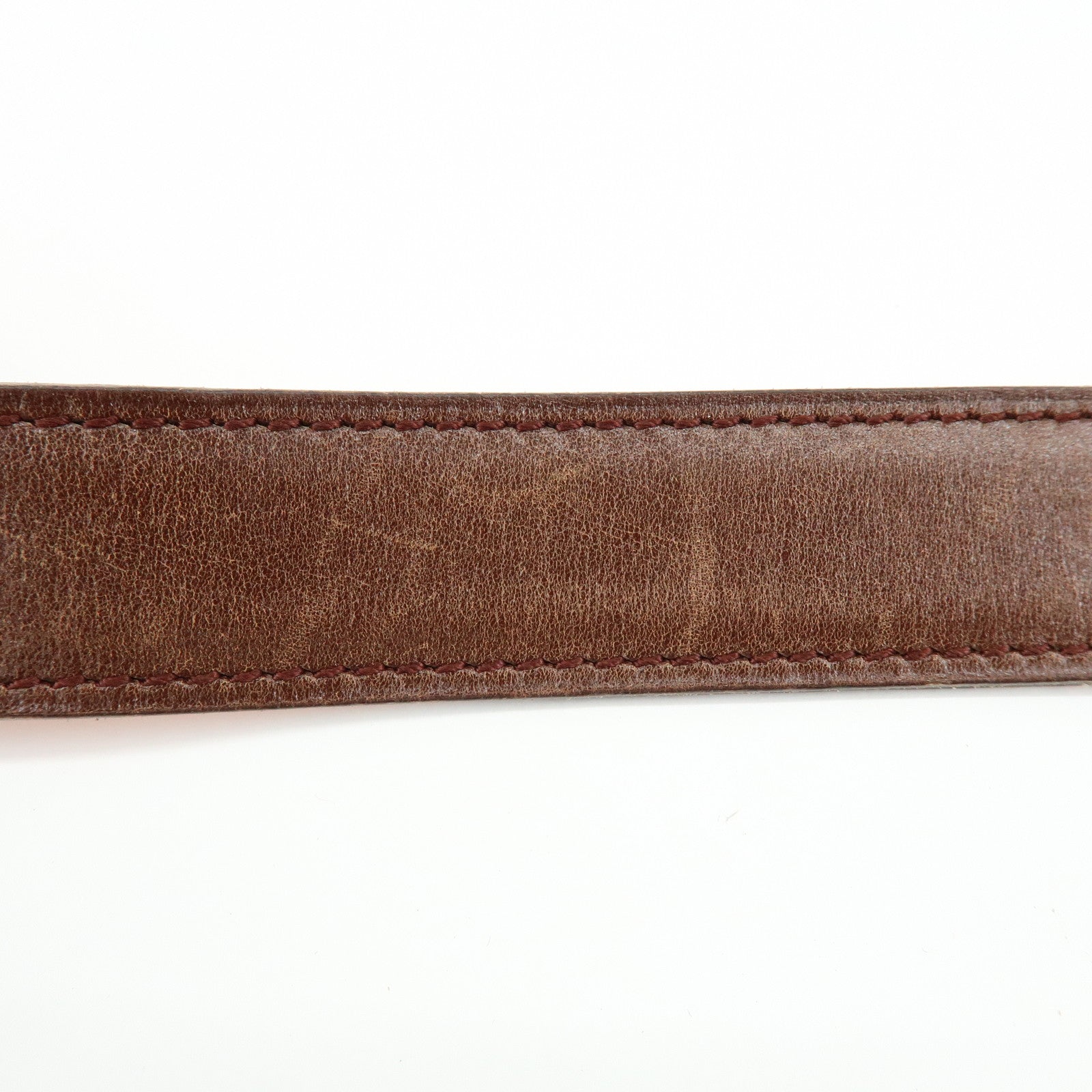 HERMES Leather H Buckle □B Stamped Reversible Constance Belt Brown