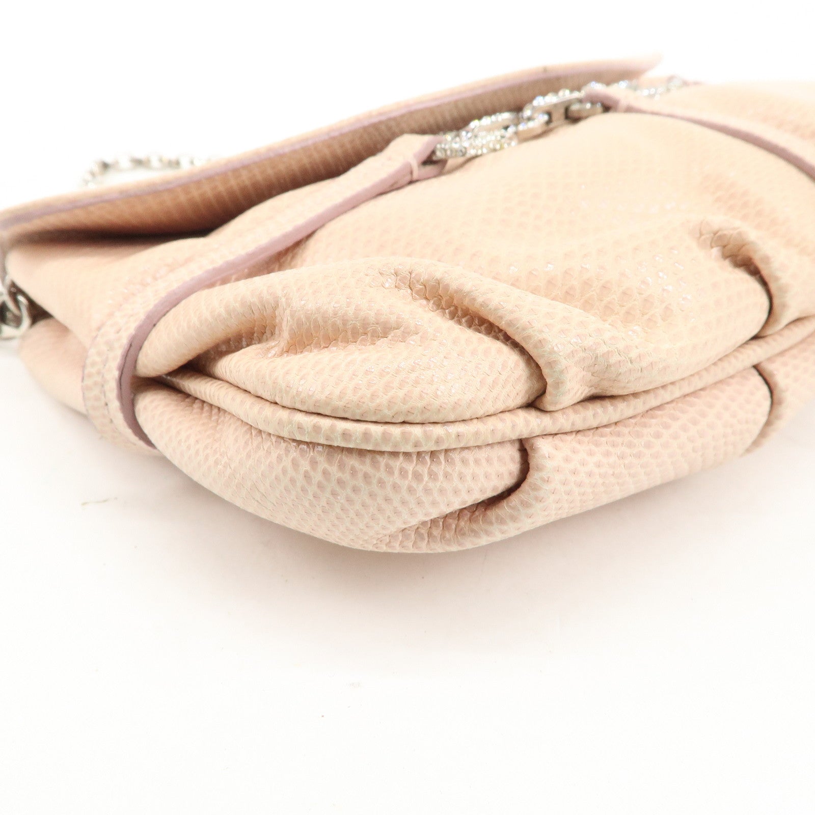 Ferragamo Gancini Leather Chain Hand Bag Shoulder Bag Pink