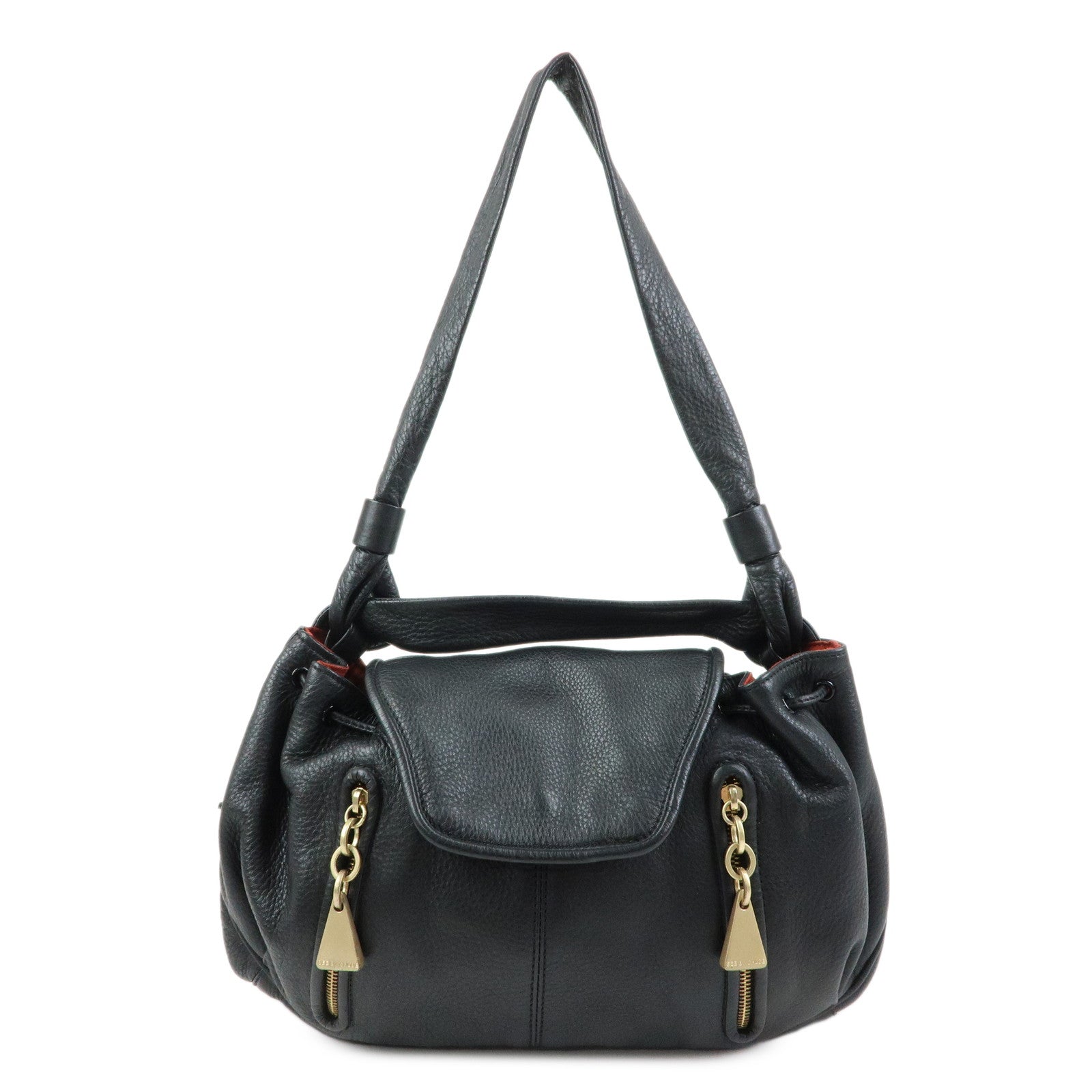 Chloe See By Chloe Leather Shoulder Bag Tassel Charm Black