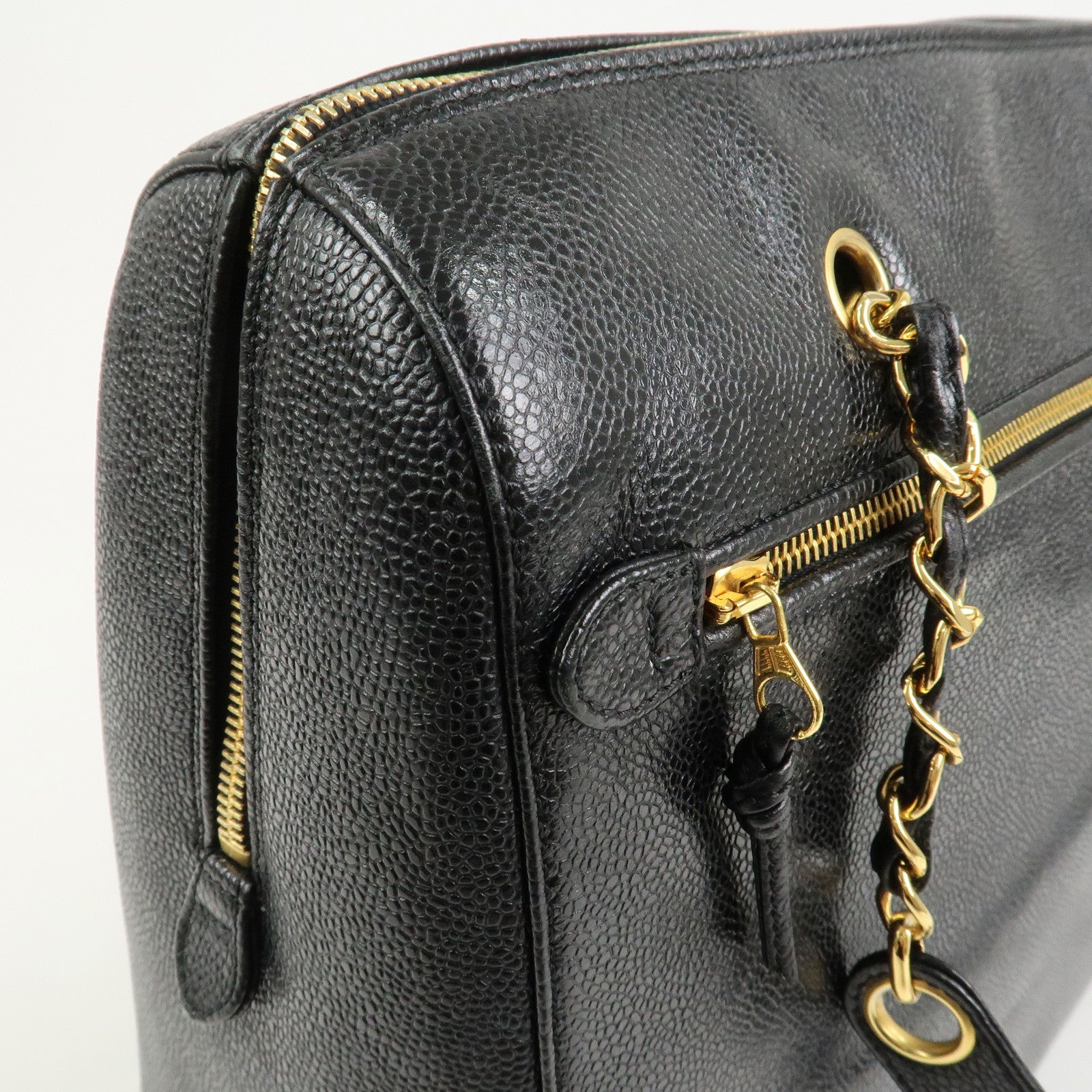 CHANEL COCO Mark Caviarskin Chain Shoulder Bag Black A10492