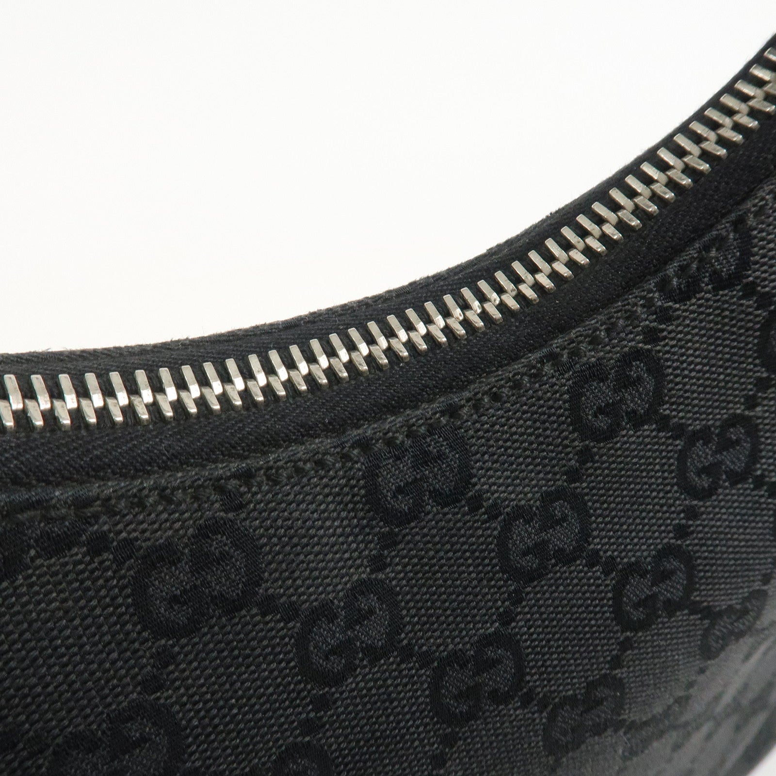 GUCCI GG Canvas Leather Shoulder Bag Hand Bag Black 115003