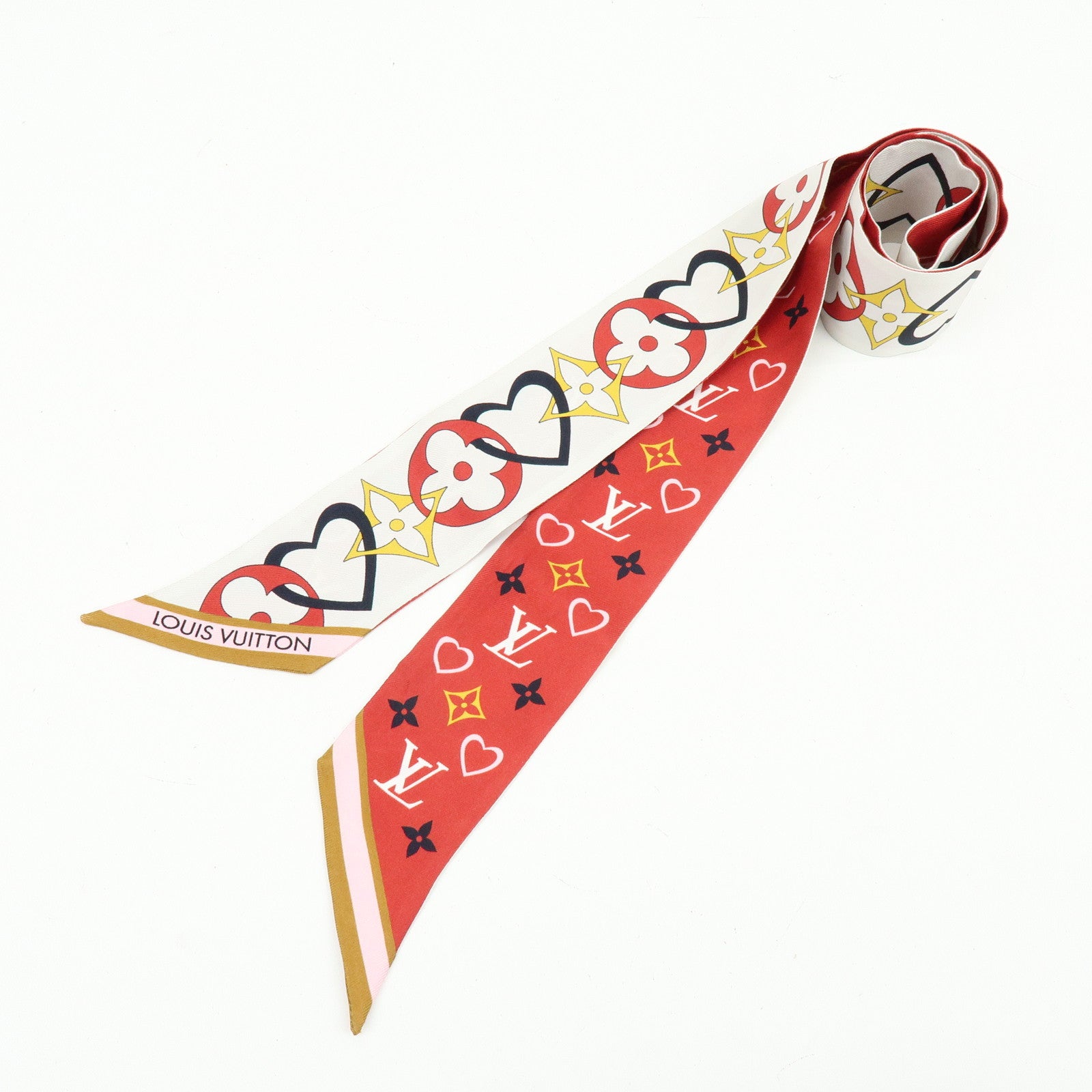 Louis Vuitton Bandeau BB My Tour LV Silk 100% Scarf Red M78117