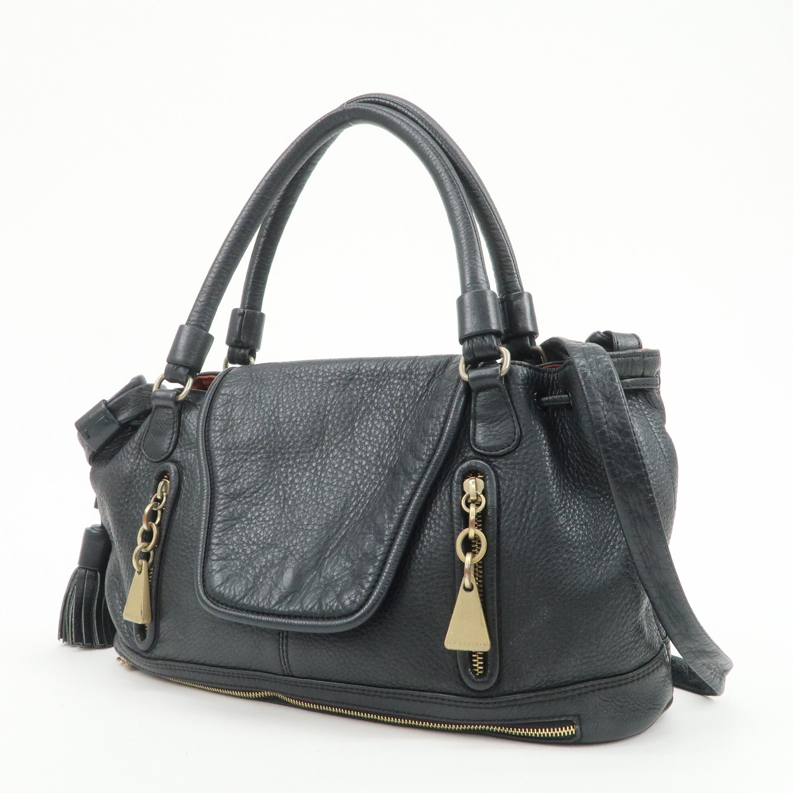 Chloe See By Chloe Cherry Leather 2Way Bag Hand Bag Black