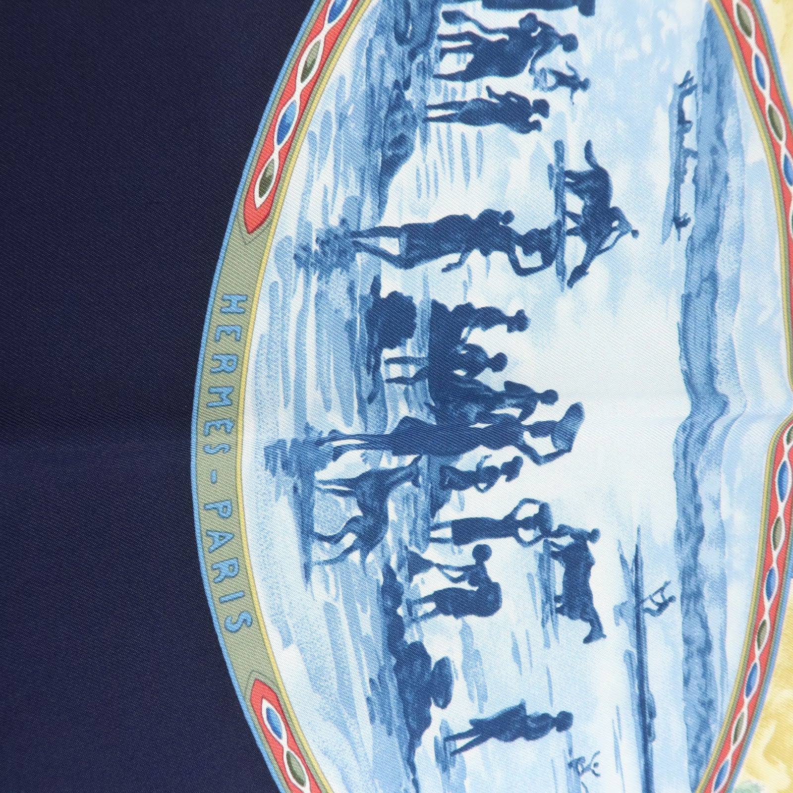 HERMES Carre 90 Silk 100% Scarf RENCONTRE OCEANE  Black Used