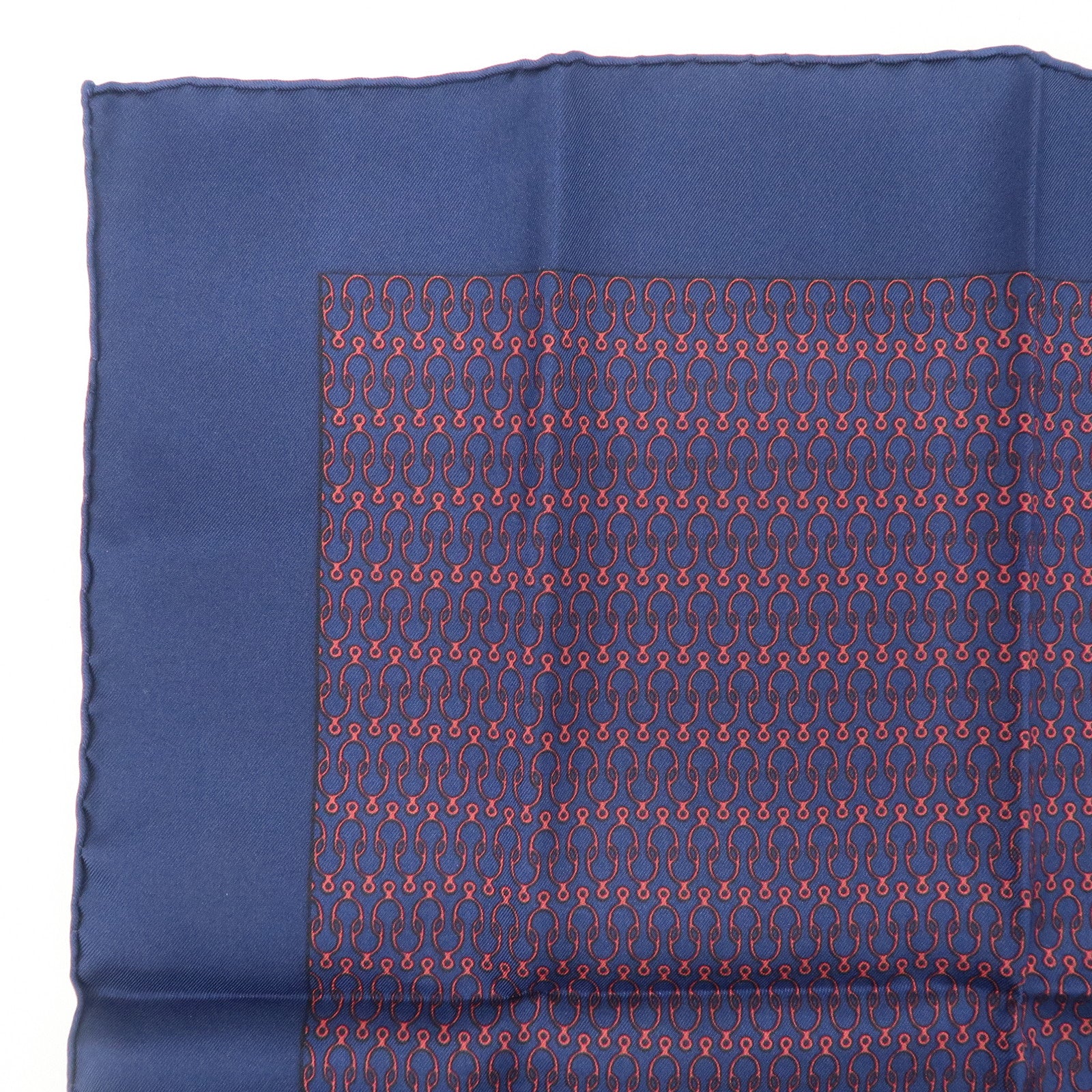 HERMES Petit Carre Silk 100% Mini Scarf Navy Red