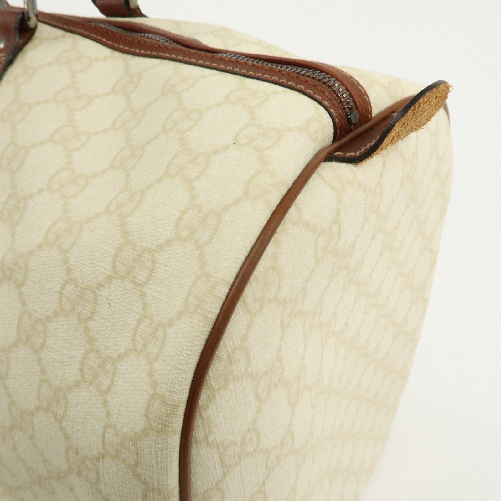 GUCCI Sherry GG Supreme Leather Boston Bag Ivory 189688
