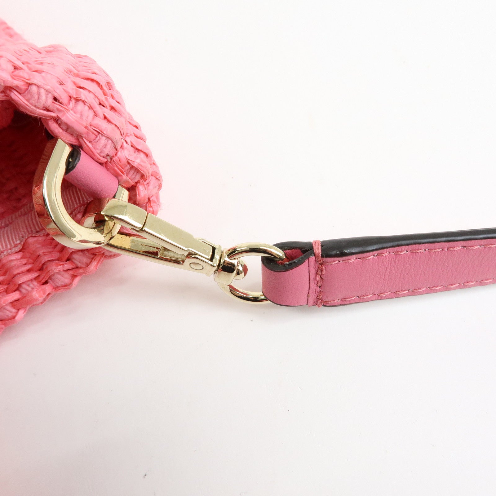 JIMMY CHOO Raffia Leather Beach Tote East West Mini 2Way Bag Pink