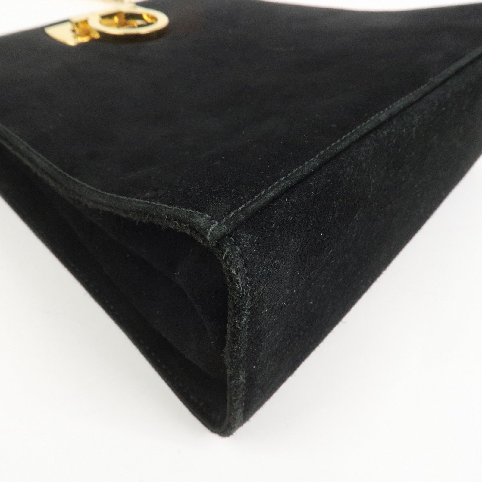 Ferragamo Gancini Suede Chain Shoulder Bag Crossbody Bag Black