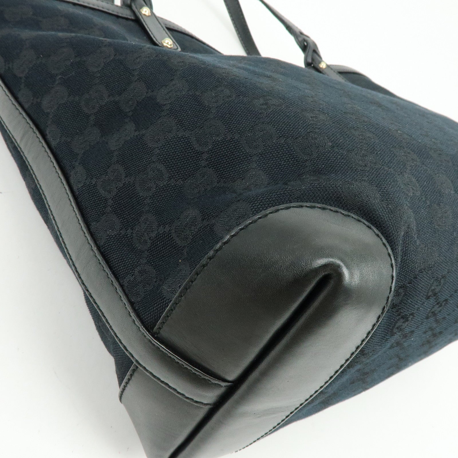GUCCI GG Canvas Leather Tote Bag Shoulder Bag Black 247209