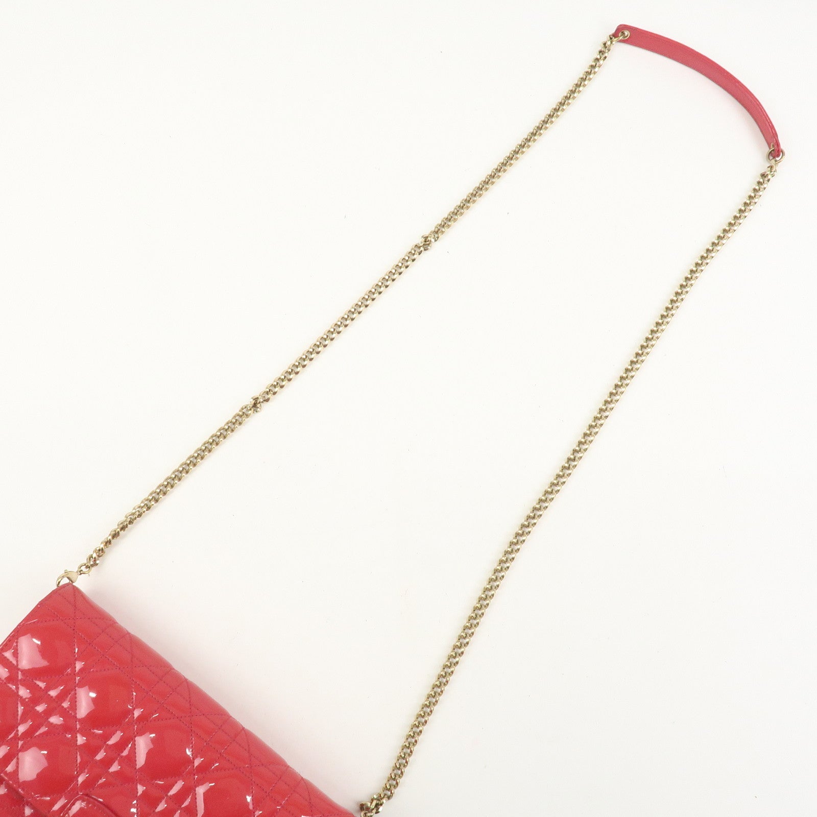 Christian Dior Cannage New Lock Patent Leather Chain Shoulder Bag