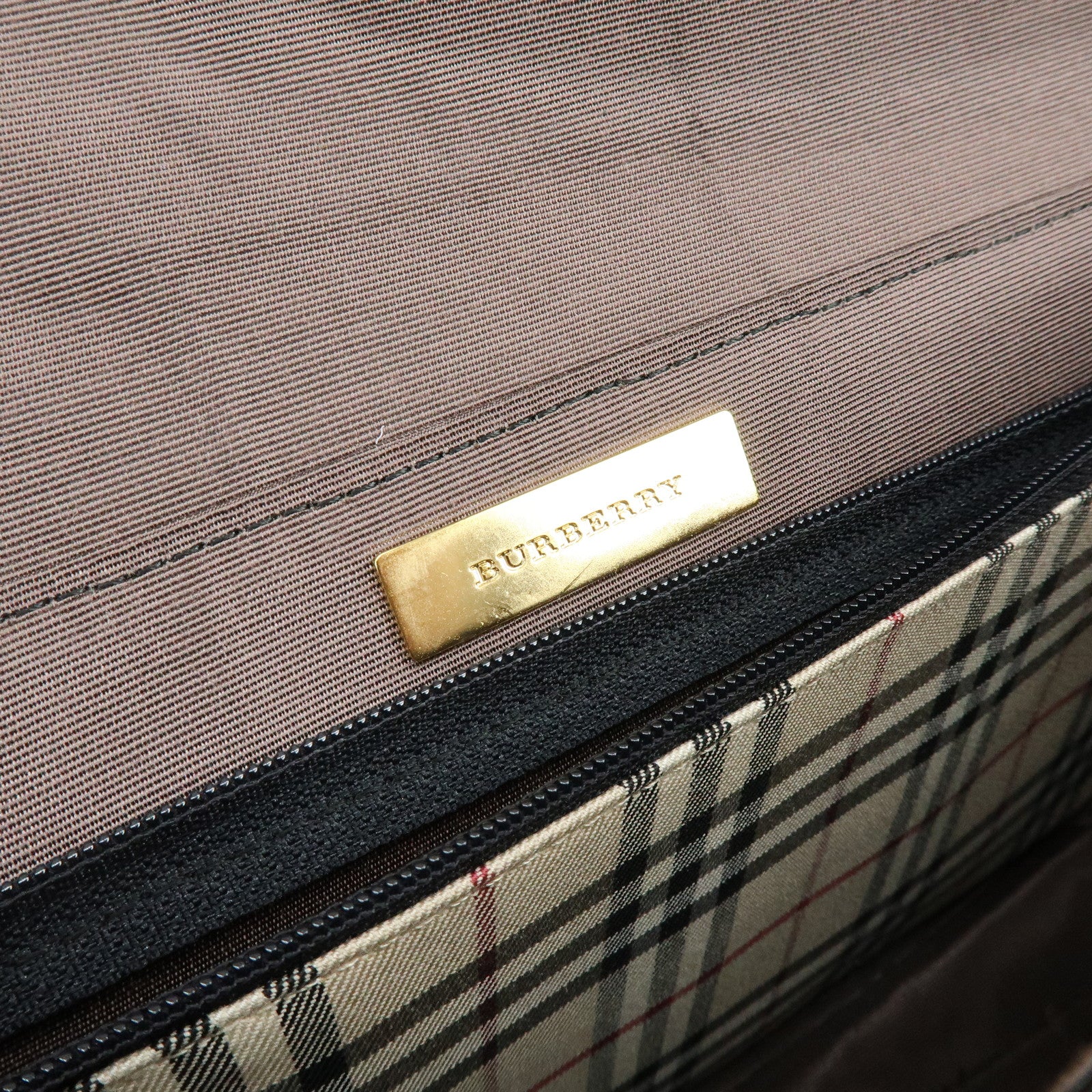 BURBERRY Logo Leather Flap Shoulder Bag Hand Bag Black