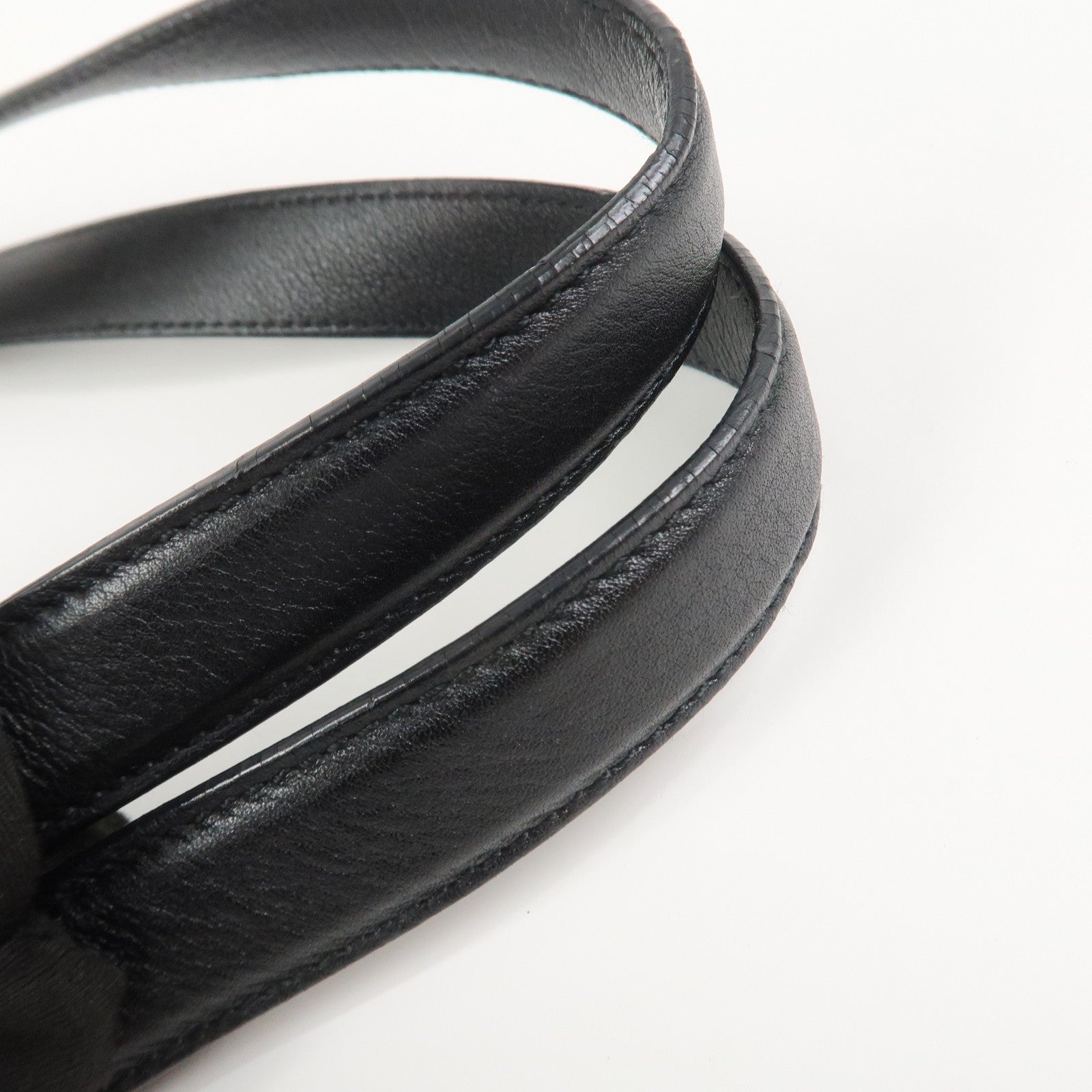 Ferragamo Gancini Leather Wood Shoulder Bag Hand Bag Black