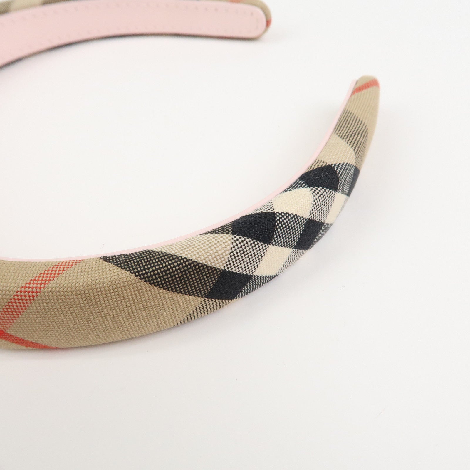BURBERRY Nova Plaid Canvas Headband Beige