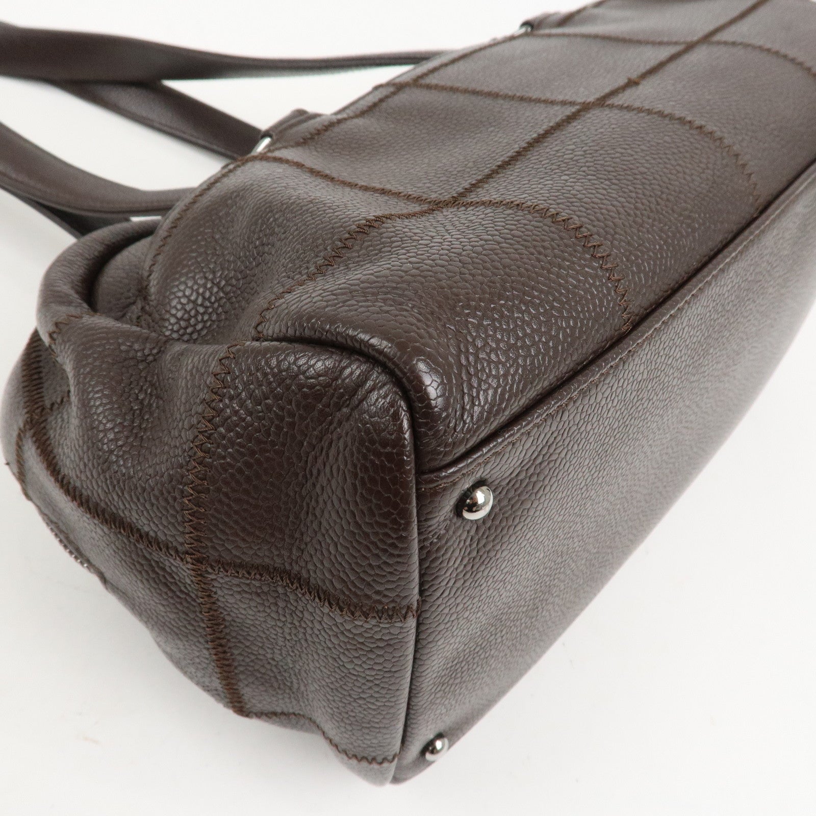 CHANEL Chocolate Bar Caviarskin Boston Bag Shoulder Bag Brown A26135