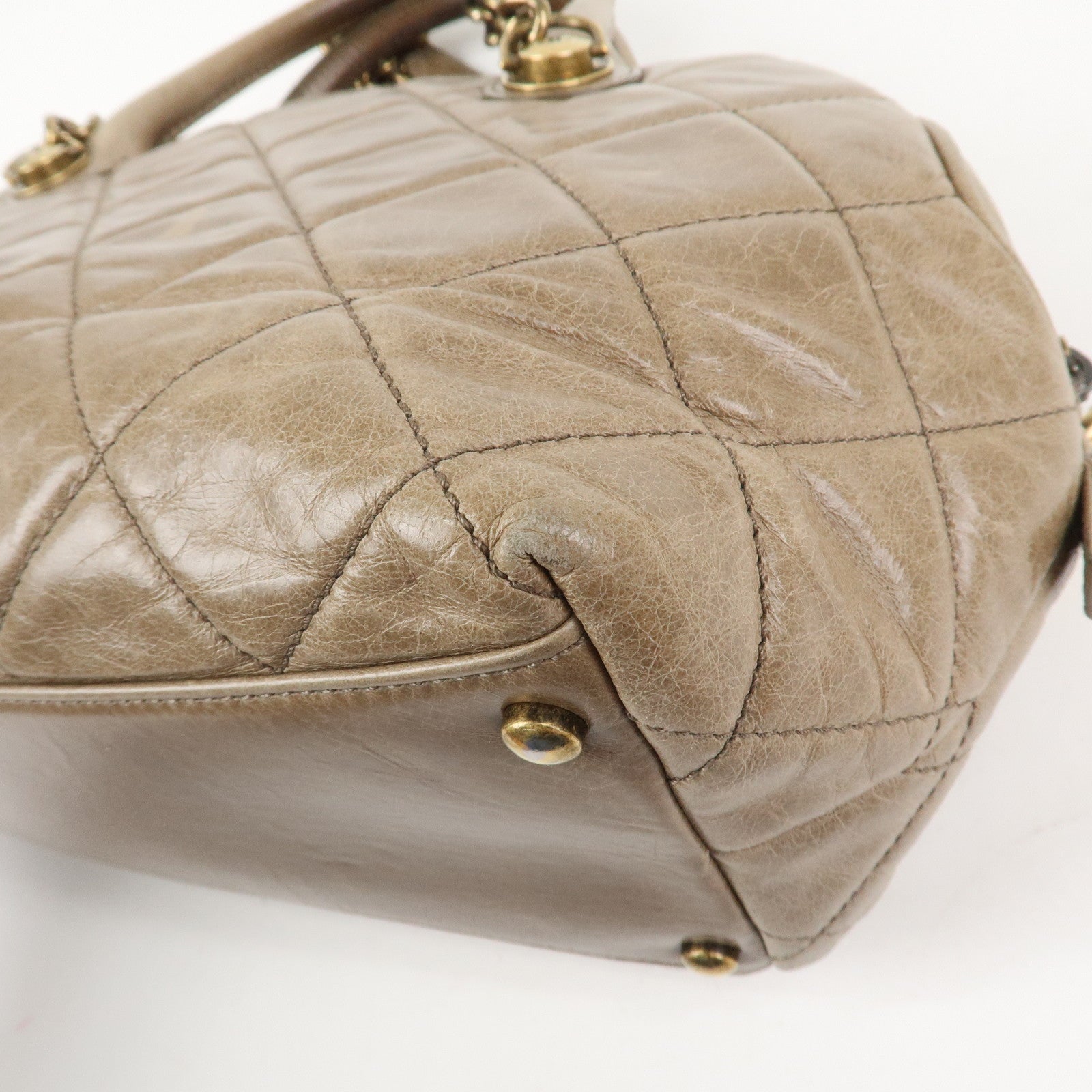 CHANEL Matelasse Leather 2Way Hand Bag Tote Bag Shoulder Bag Brown